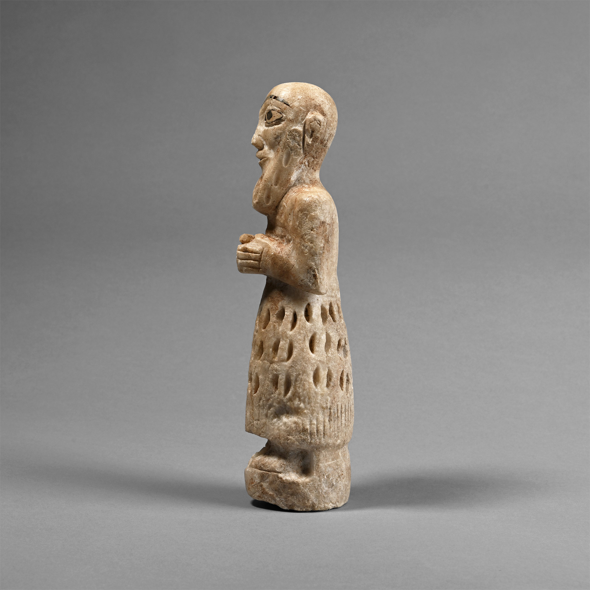 Large Sumerian Alabaster Votive Statue of a Male Worshipper