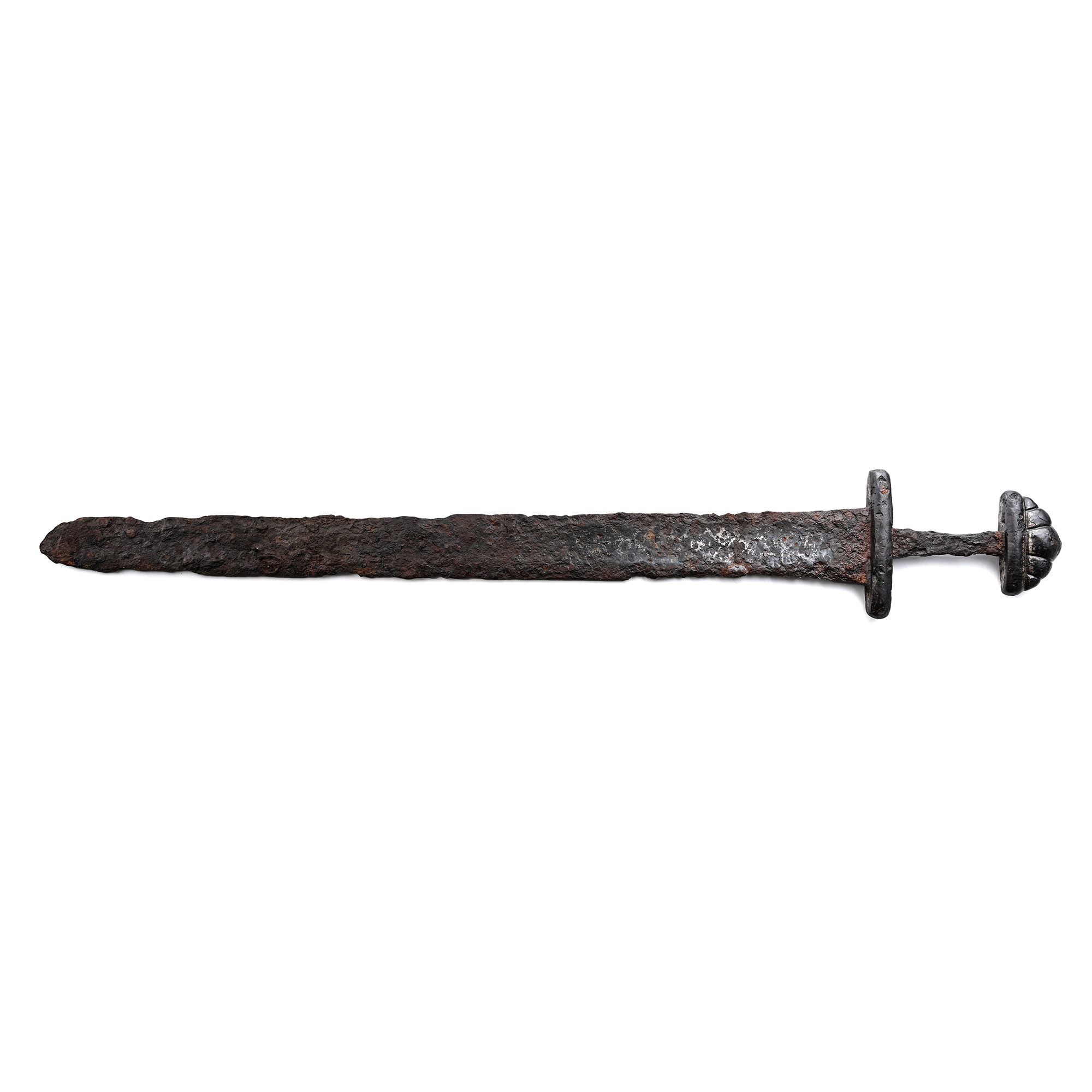 Scandinavian Viking Iron Sword with Silver Inlaid Hilt