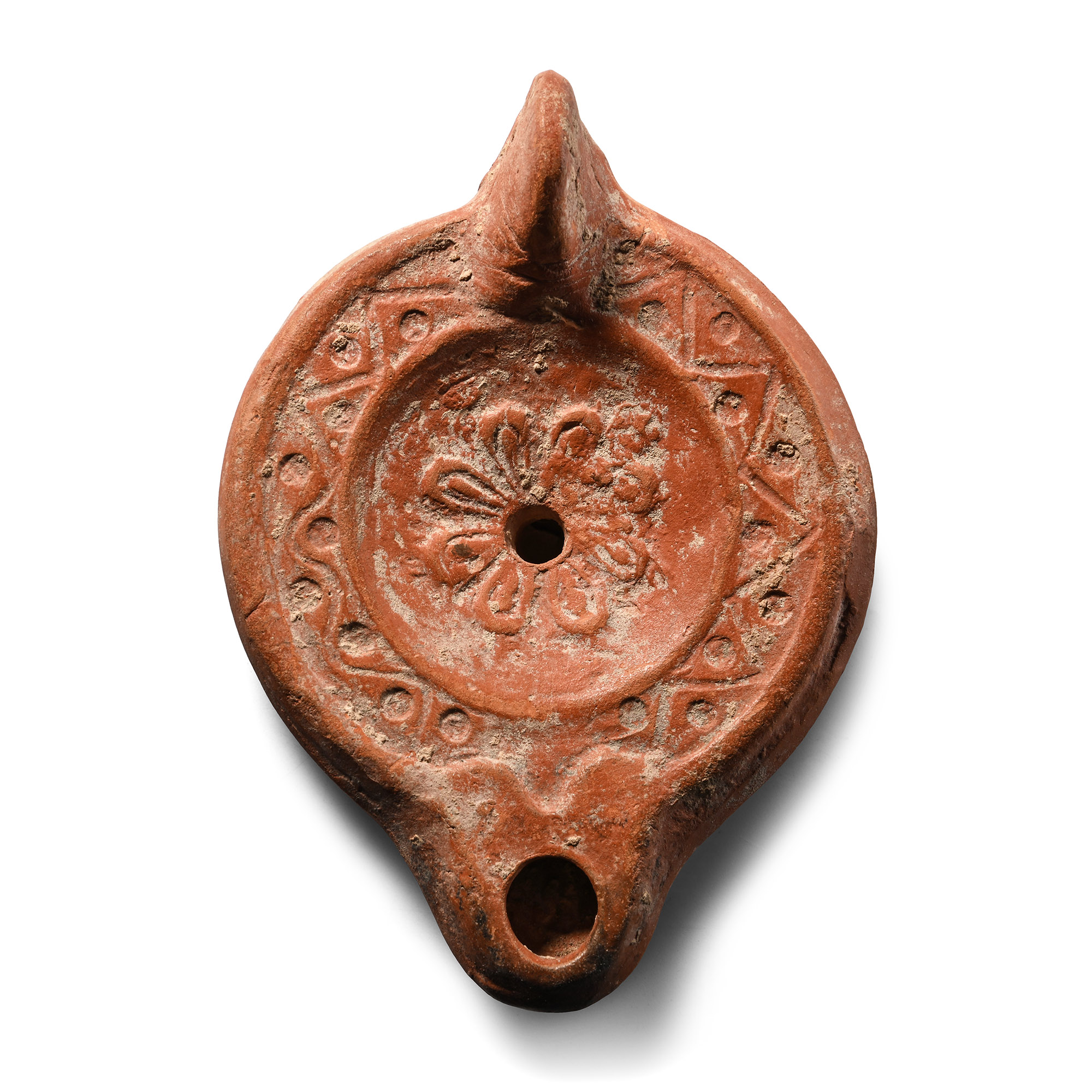 Roman Terracotta Oil Lamp with Rosette