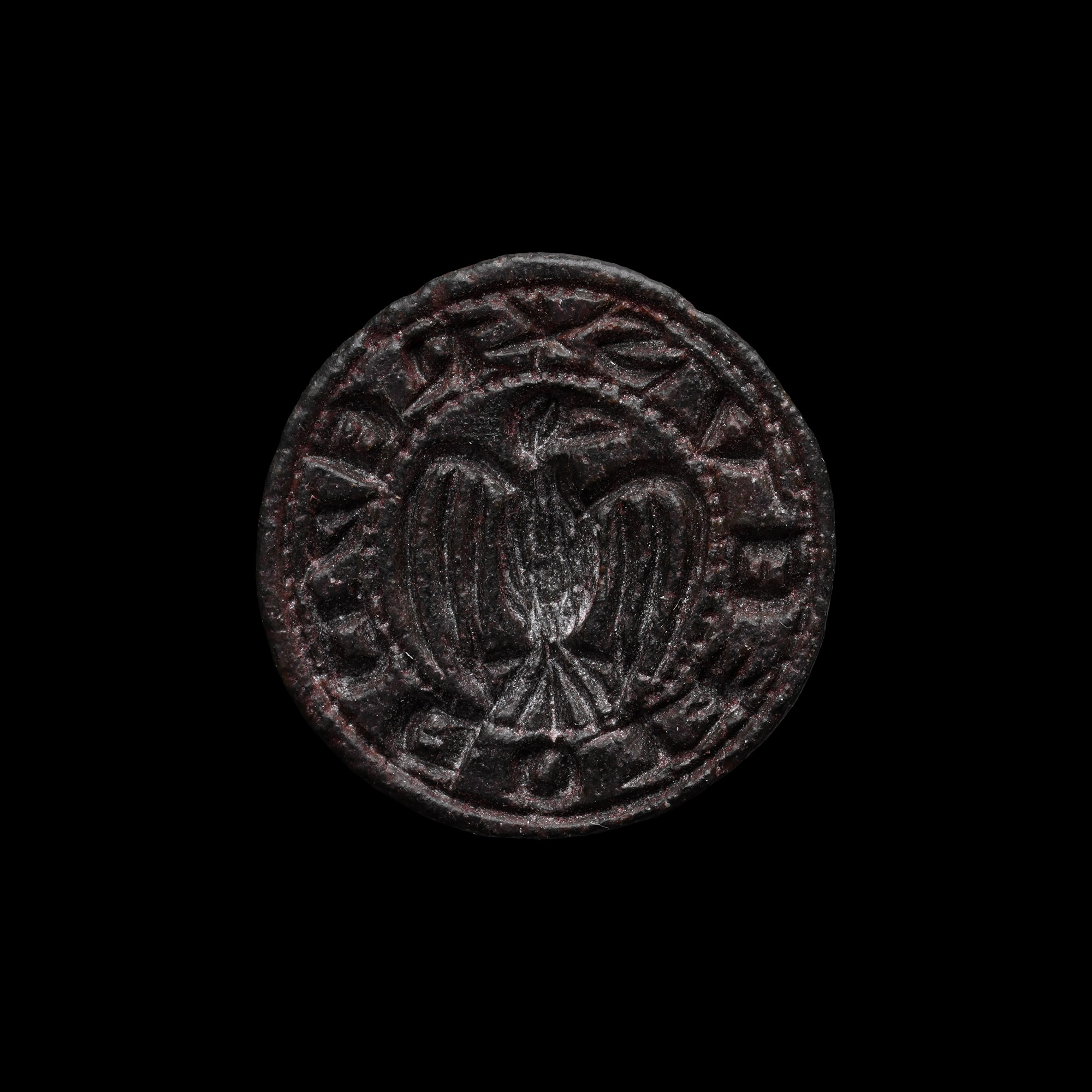 Medieval Bronze Seal Matrix with 'King of Birds' Inscription and Spread Eagle