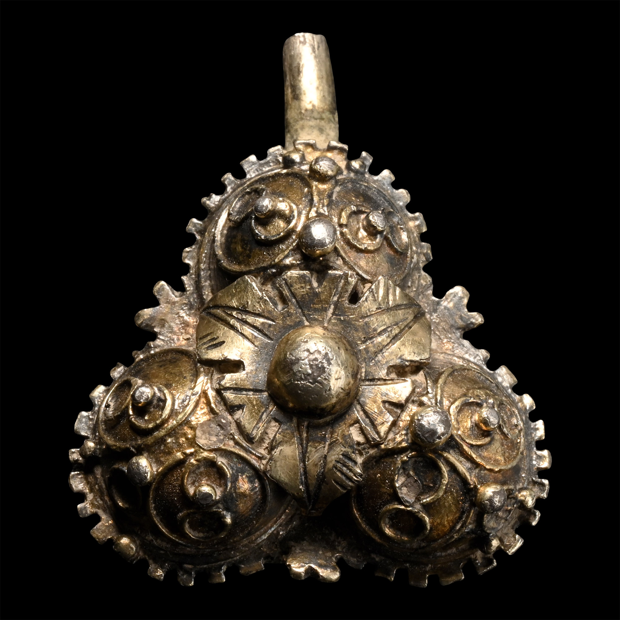 Large Tudor Silver-Gilt Floral Hooked Tag