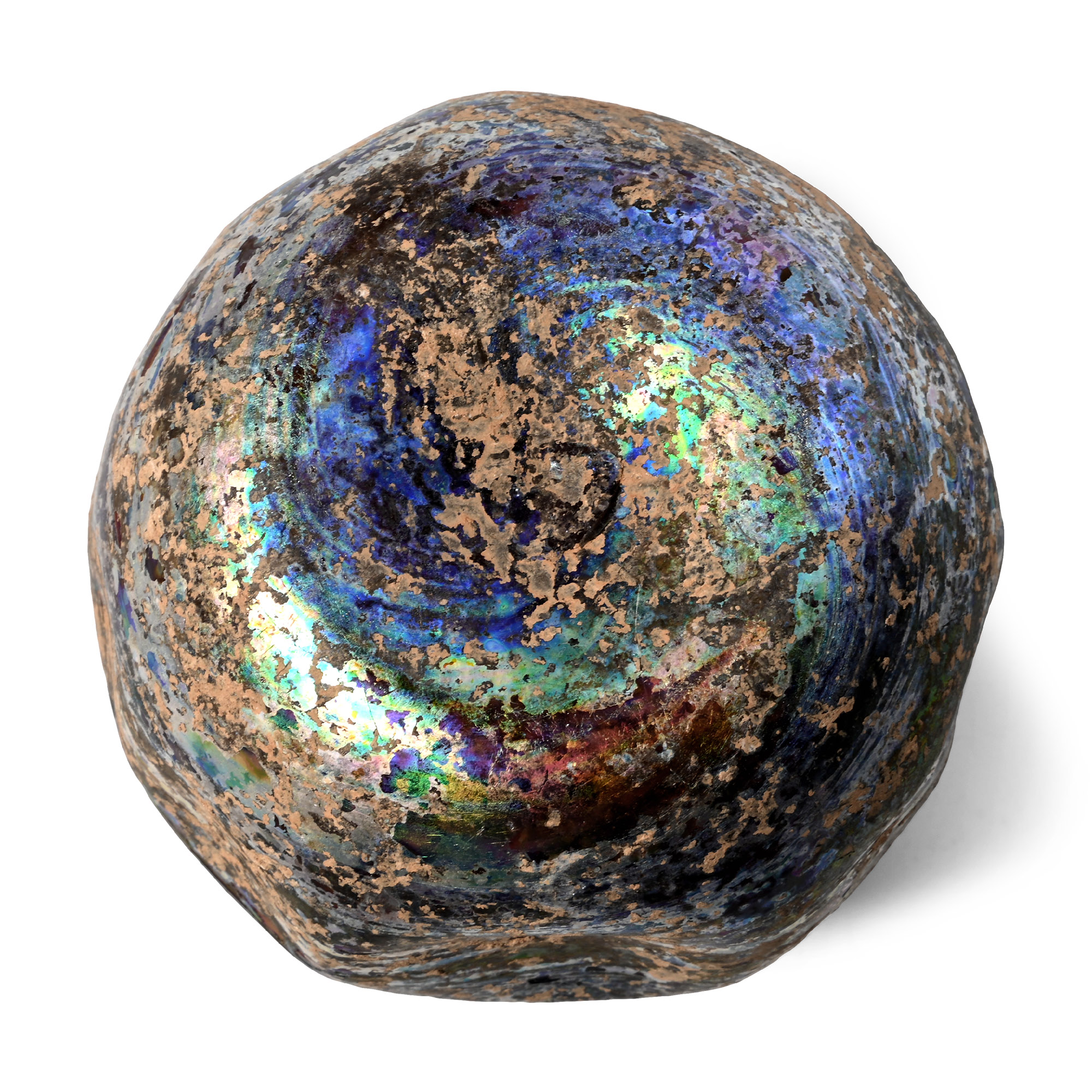 Roman Iridescent Aubergine Glass Dimpled Jar