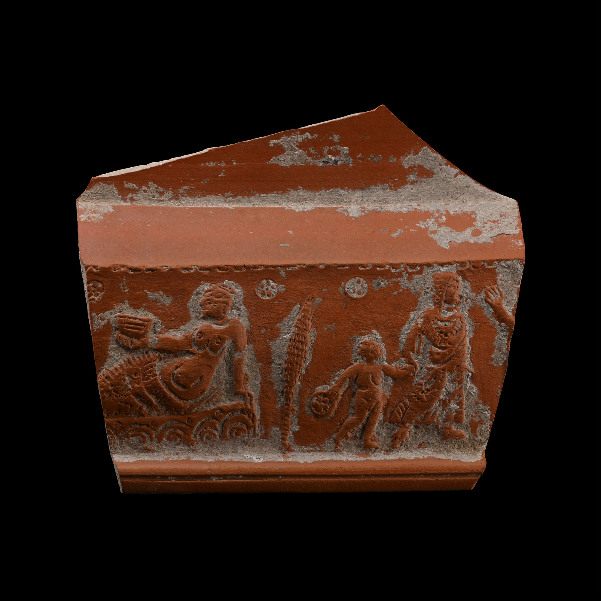 Roman Redware Vessel Sherd with Induction Scene