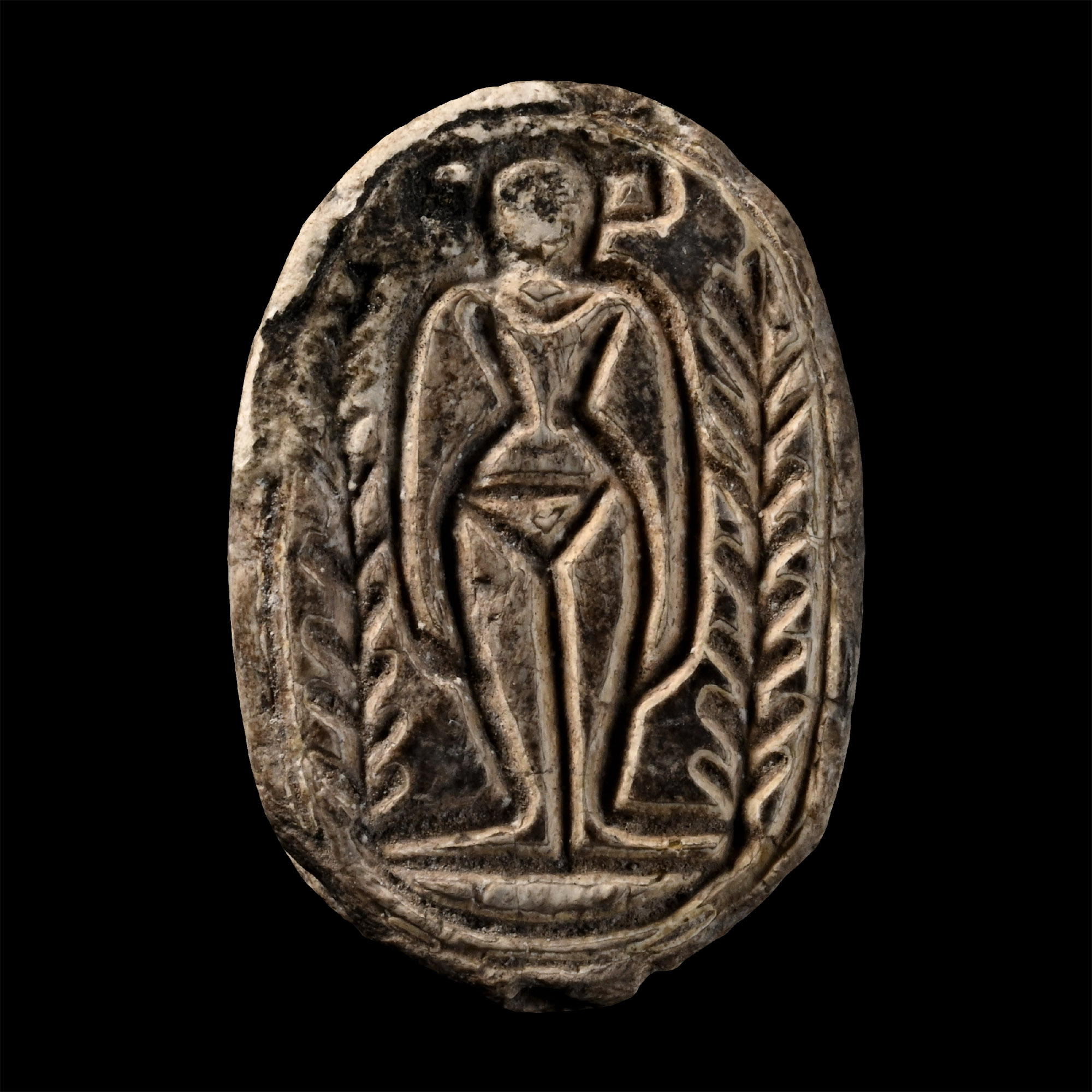 Egyptian Steatite Scarab with Nude Figure
