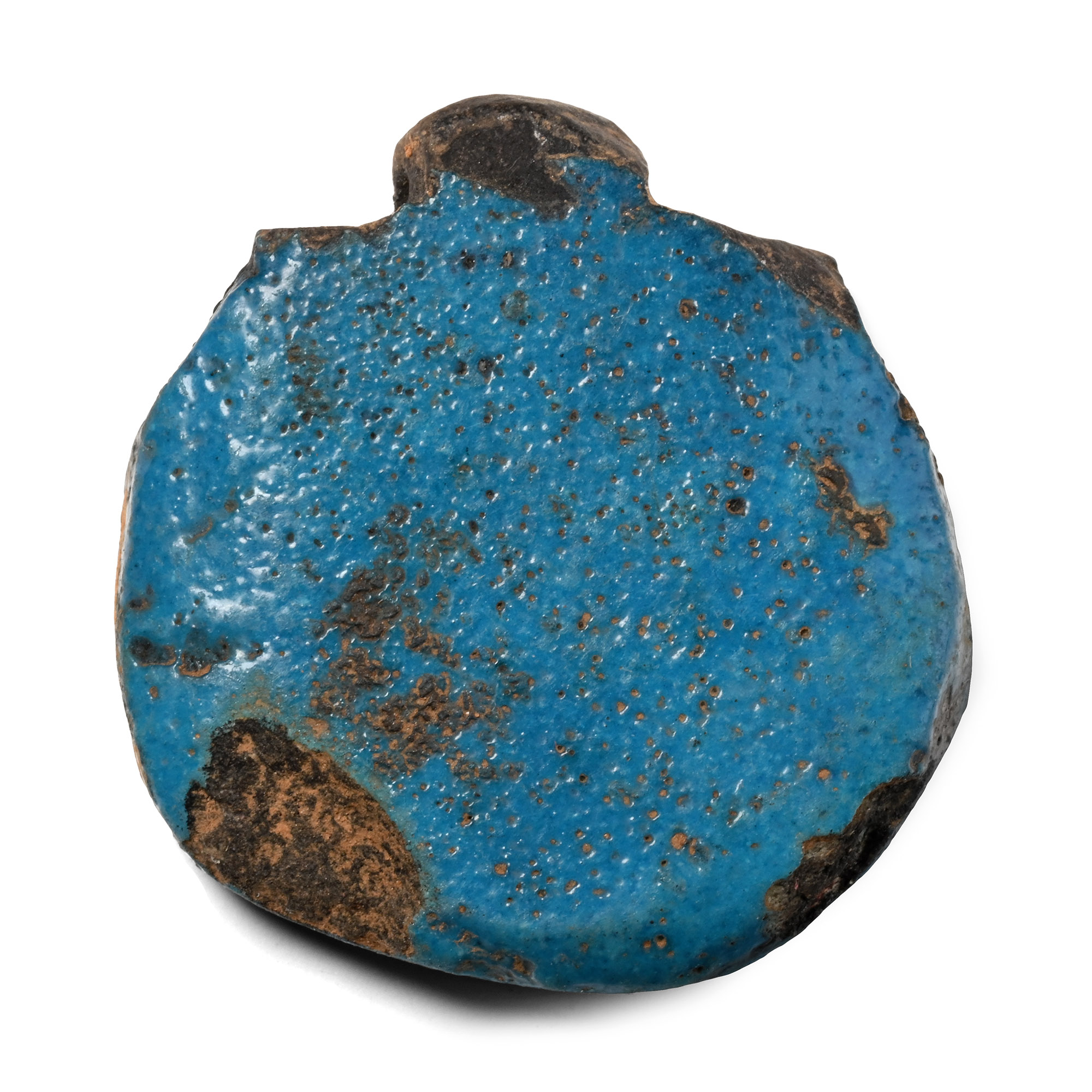Large Egyptian Bright Blue Faience Sun Disc Amulet