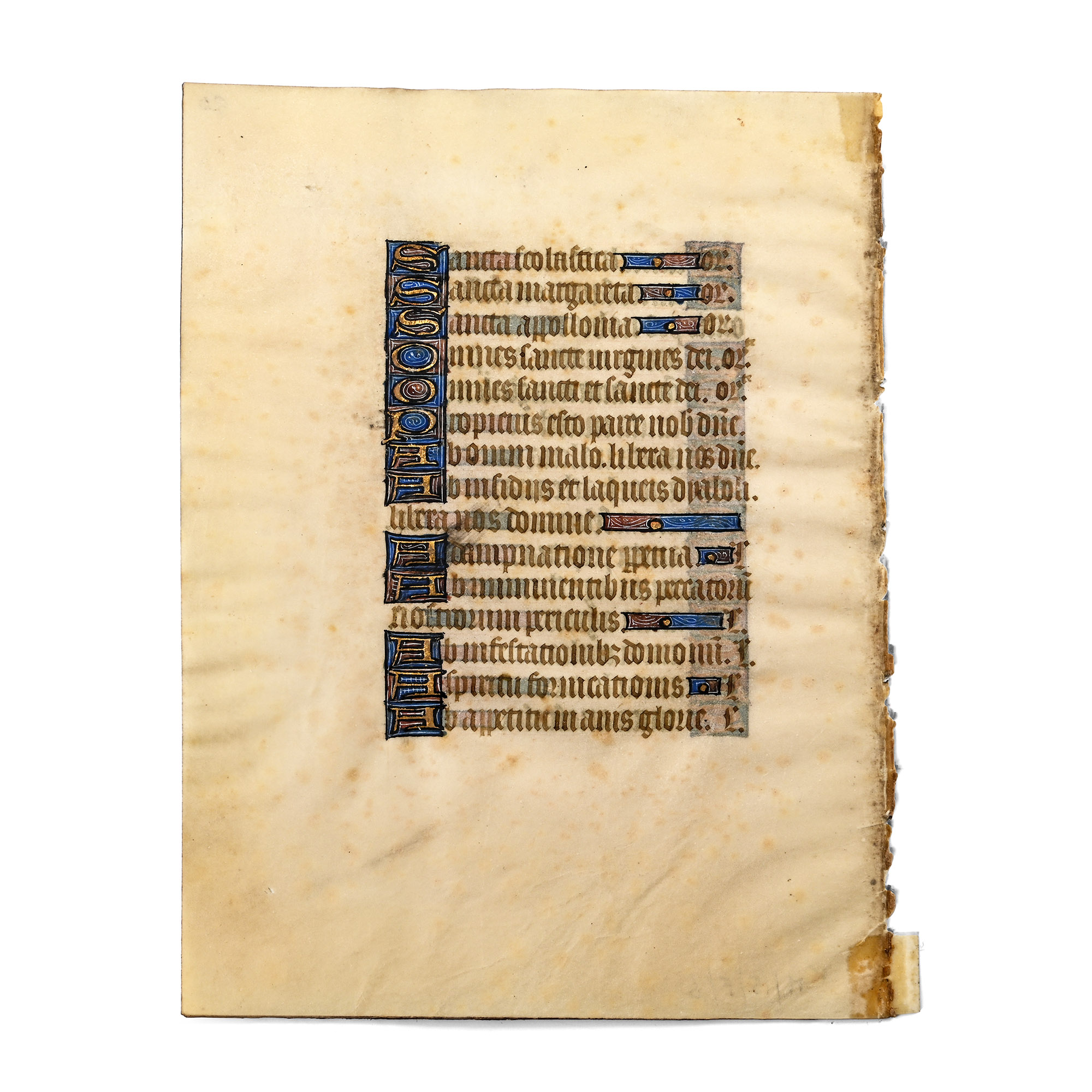 Medieval Bifacial Illuminated Book of Hours Vellum Manuscript Page