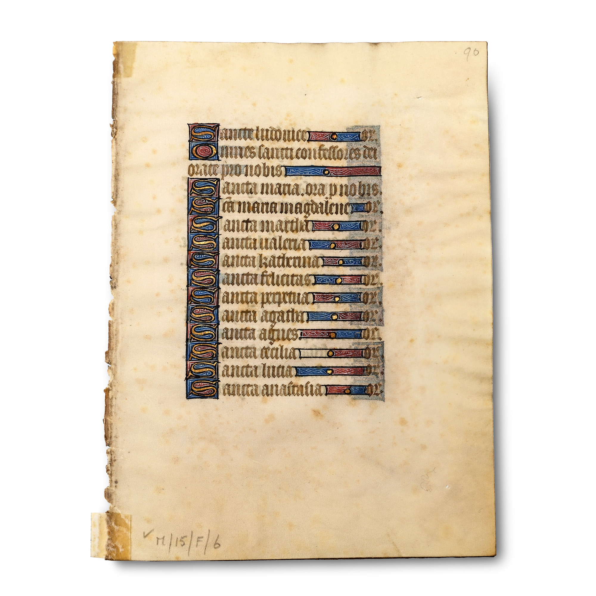 Medieval Bifacial Illuminated Book of Hours Vellum Manuscript Page