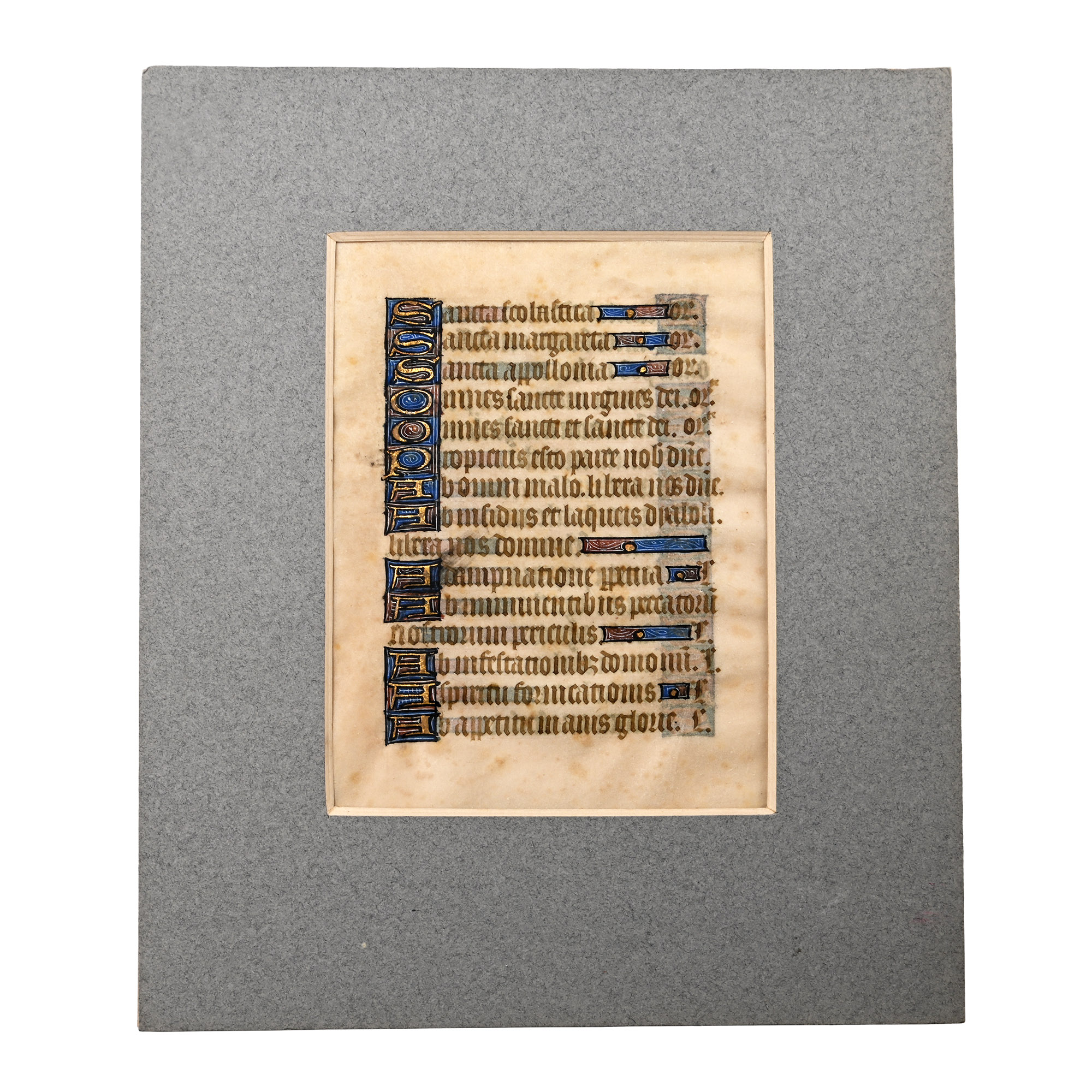 Medieval Bifacial Illuminated Book of Hours Vellum Manuscript Page