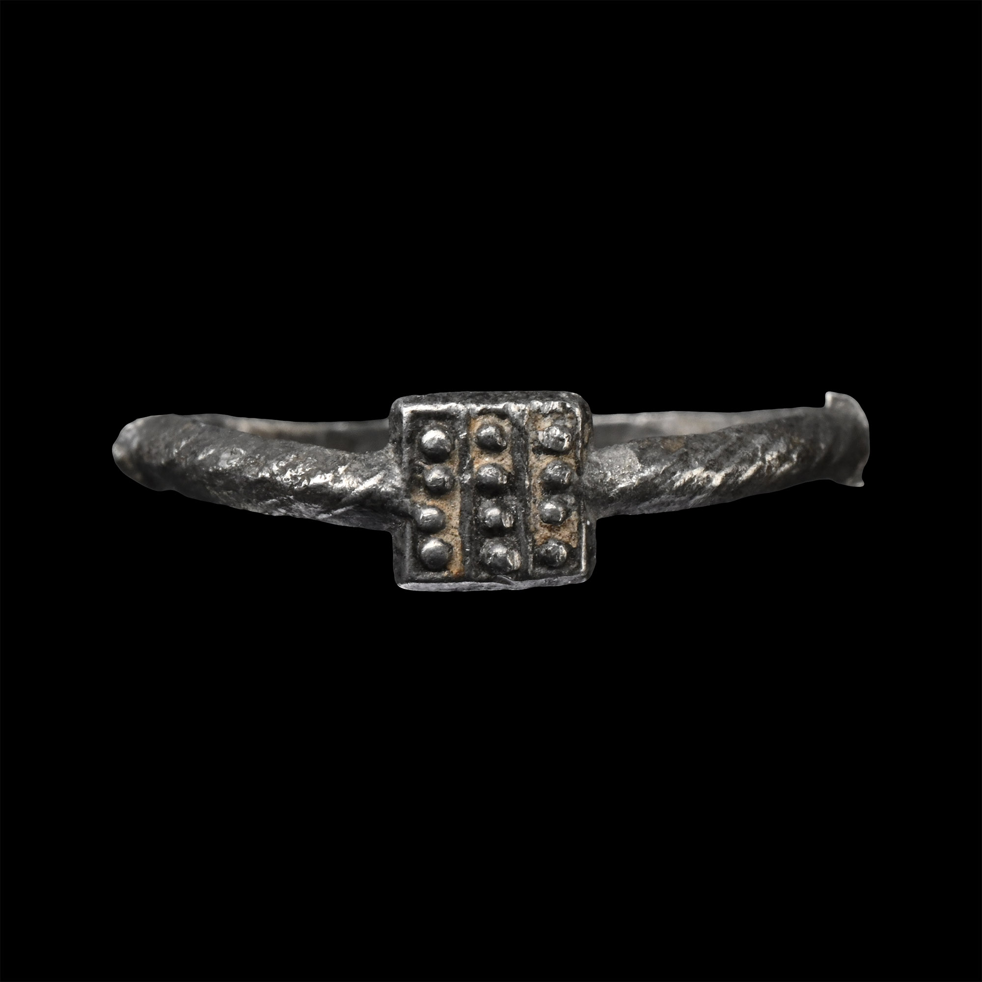 Post Medieval Silver Ring with Rectangular Bezel
