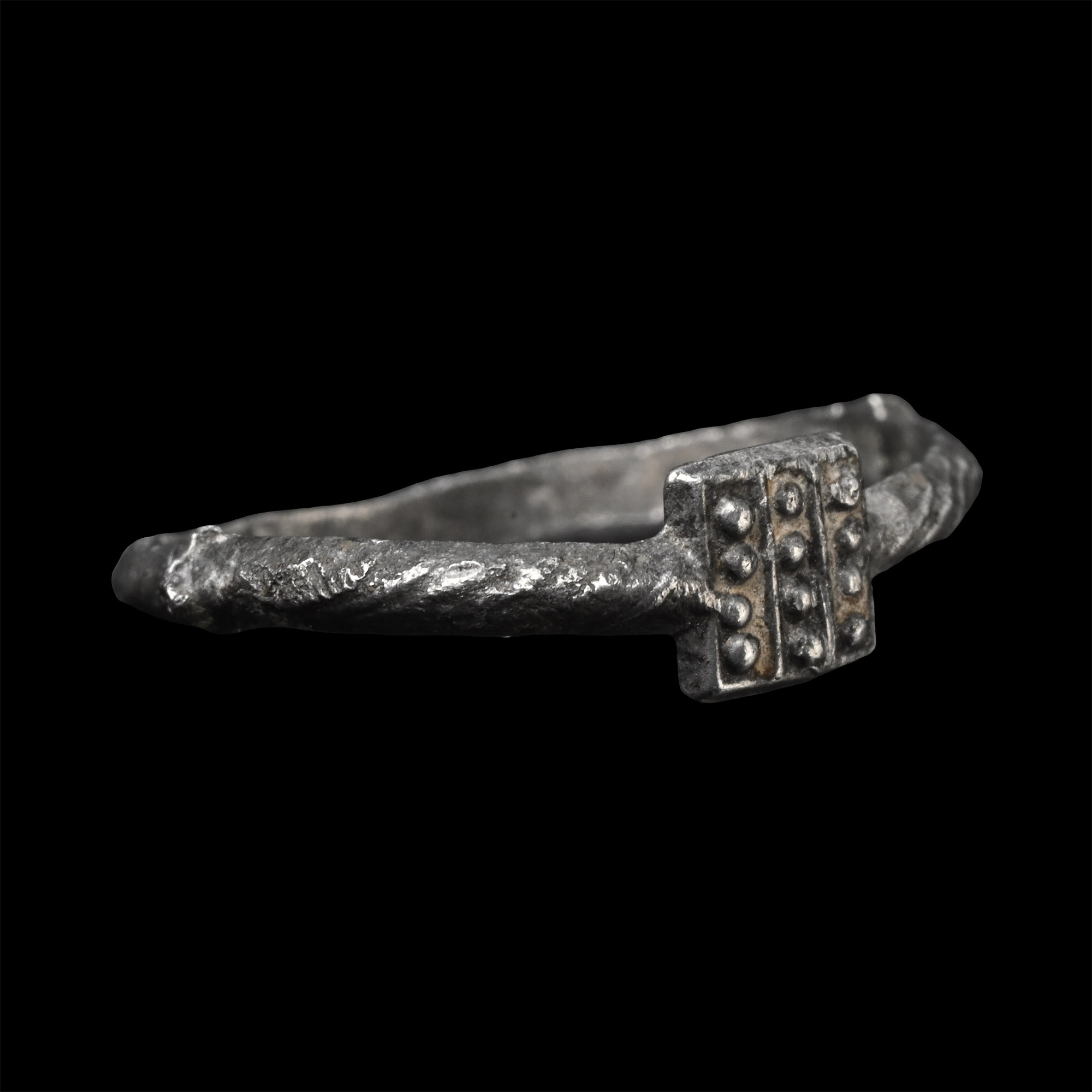 Post Medieval Silver Ring with Rectangular Bezel