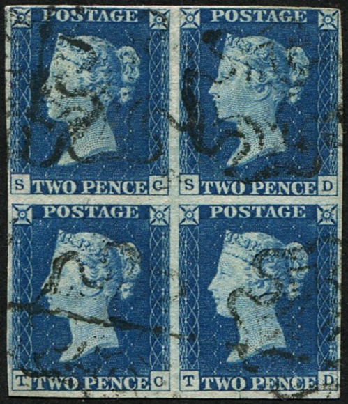 2d Pl.1 'SC-TD', SG 4, 'DEEP-BLUE' BLOCK OF FOUR VFU
