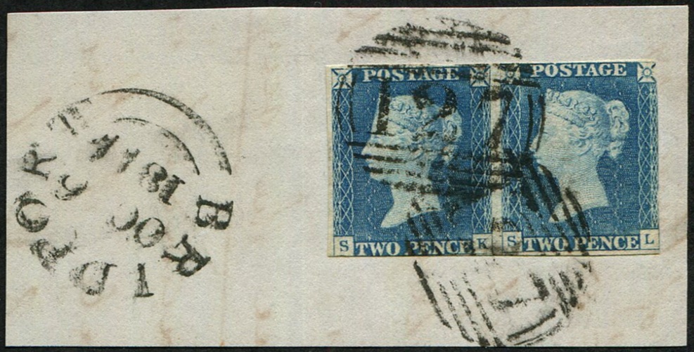 2d Pl.1 'SK-SL' Pair with '1844' TYPE NUMERALS