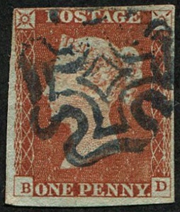 1d Pl.36 'BD' 'DARK-BLUE' MX