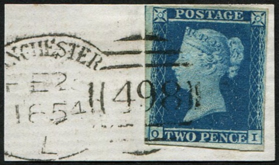 2d Pl.4 'OI' (SG 15 'DEEP FULL-BLUE')