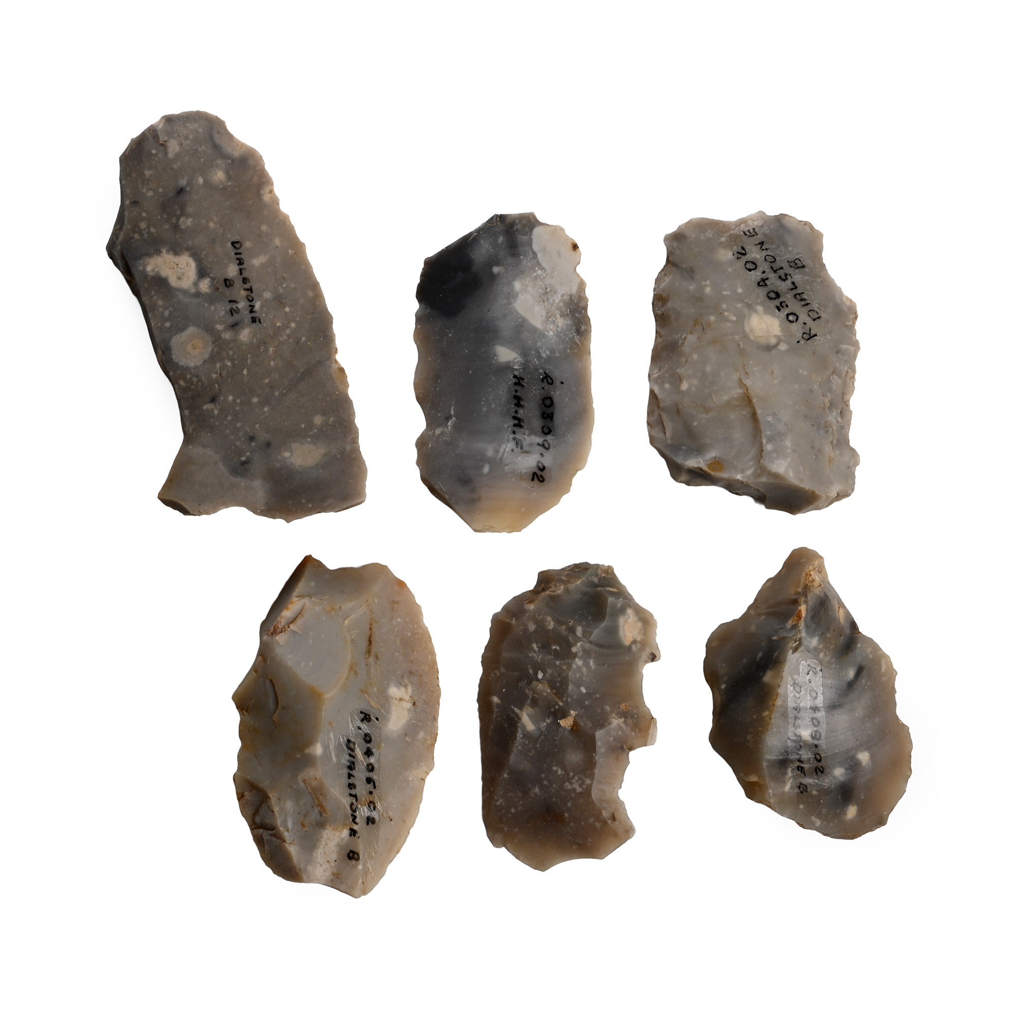 British Stone Age Knapped Flint Scrapers and Blades from Dialstone
