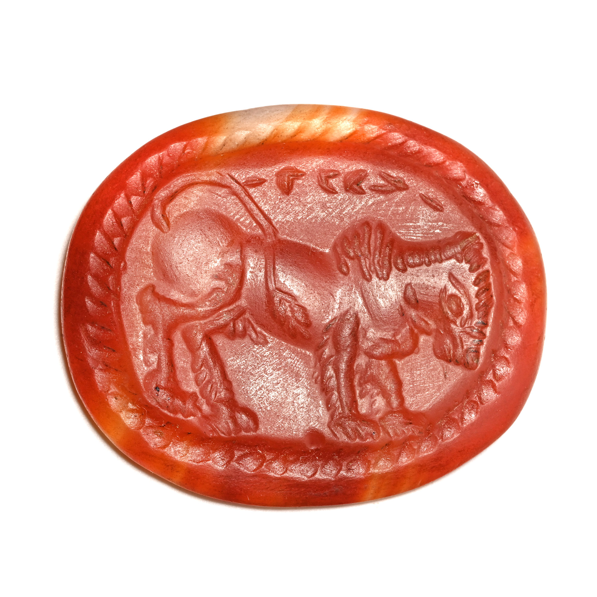 Etruscan Style Carnelian Gemstone with Lion