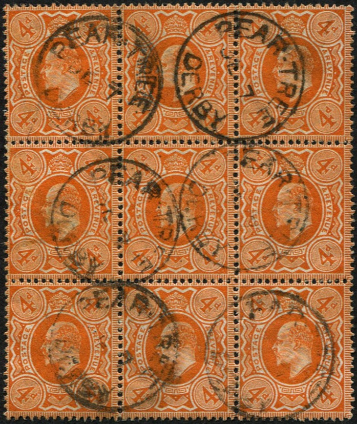 4d SG 286 (P.15x14) BLOCK OF NINE VFU