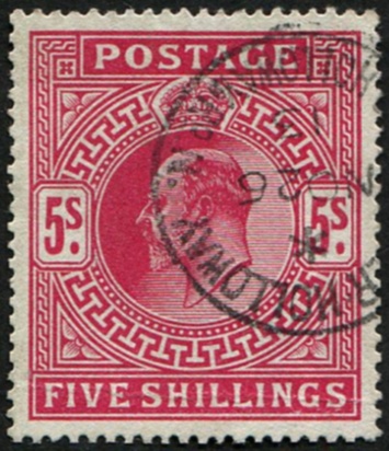 5/- SG 318 VFU, Light Crisp 'Holloway Rd.1913' CDS