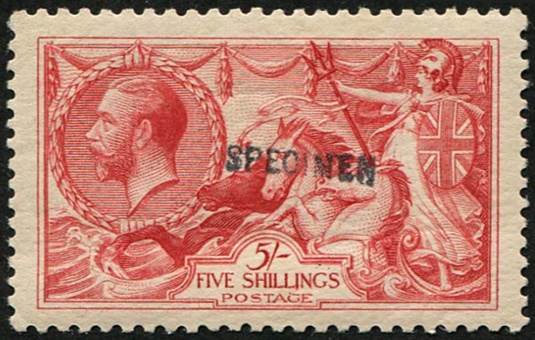 5/- SG 416s OVPT. 'SPECIMEN' TYPE 31 IN BLACK, U/M