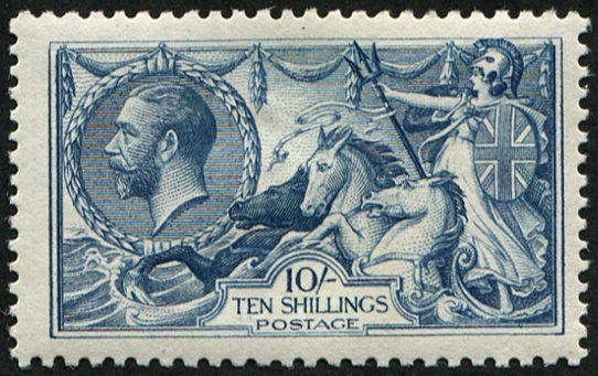10/- SG 417(1) 'DULL-BLUE' MINT