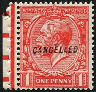 1d SG 419 'WMK.INV' OVPT 'CANCELLED' TYPE 28, U/M
