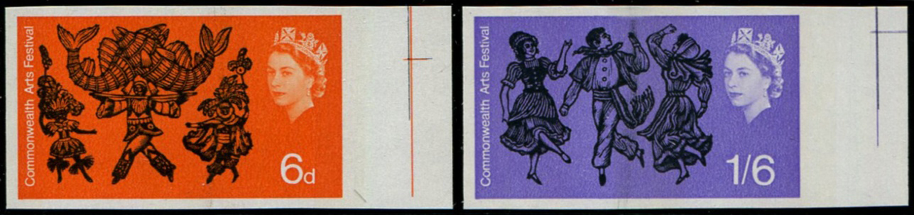 Arts 6d & 1/6d SG 669/70p (phos) SET OF 2 IMPERF 'IMPRIMATURS' U/M
