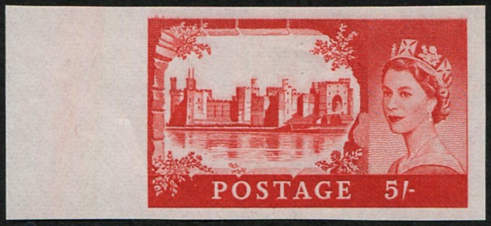 Castles 5/- SG 760 (No Wmk) IMPERF 'IMPRIMATUR' U/M