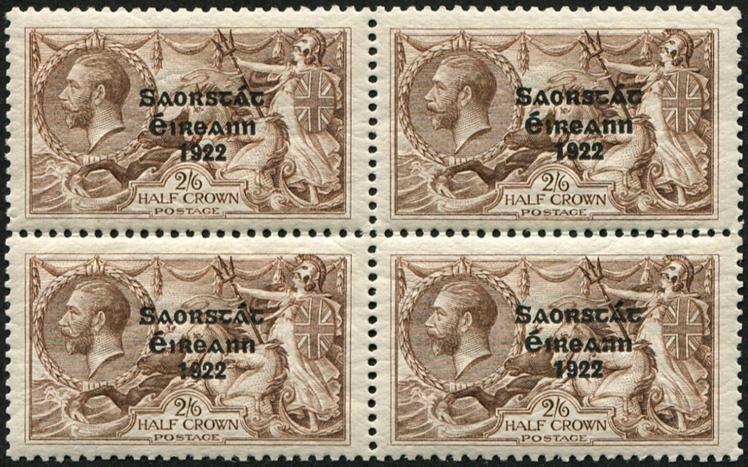 Irish Free State. 2/6d SG 83 variety, BLOCK OF FOUR U/M