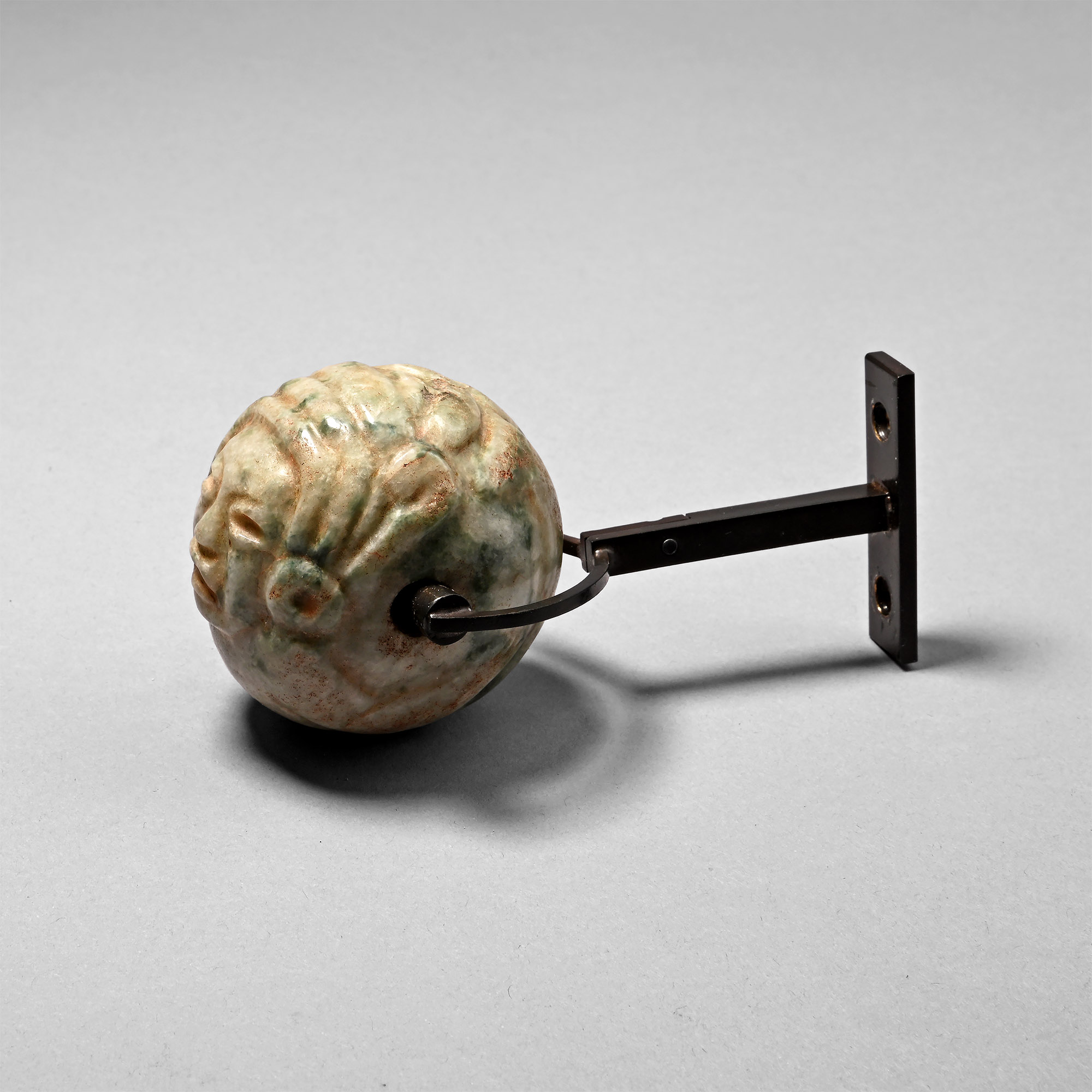 Olmec Jade Circular Pendant with Transformation Deity
