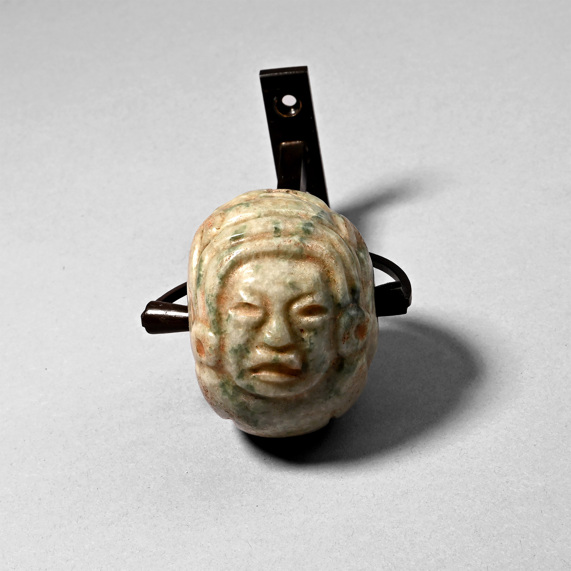 Olmec Jade Circular Pendant with Transformation Deity