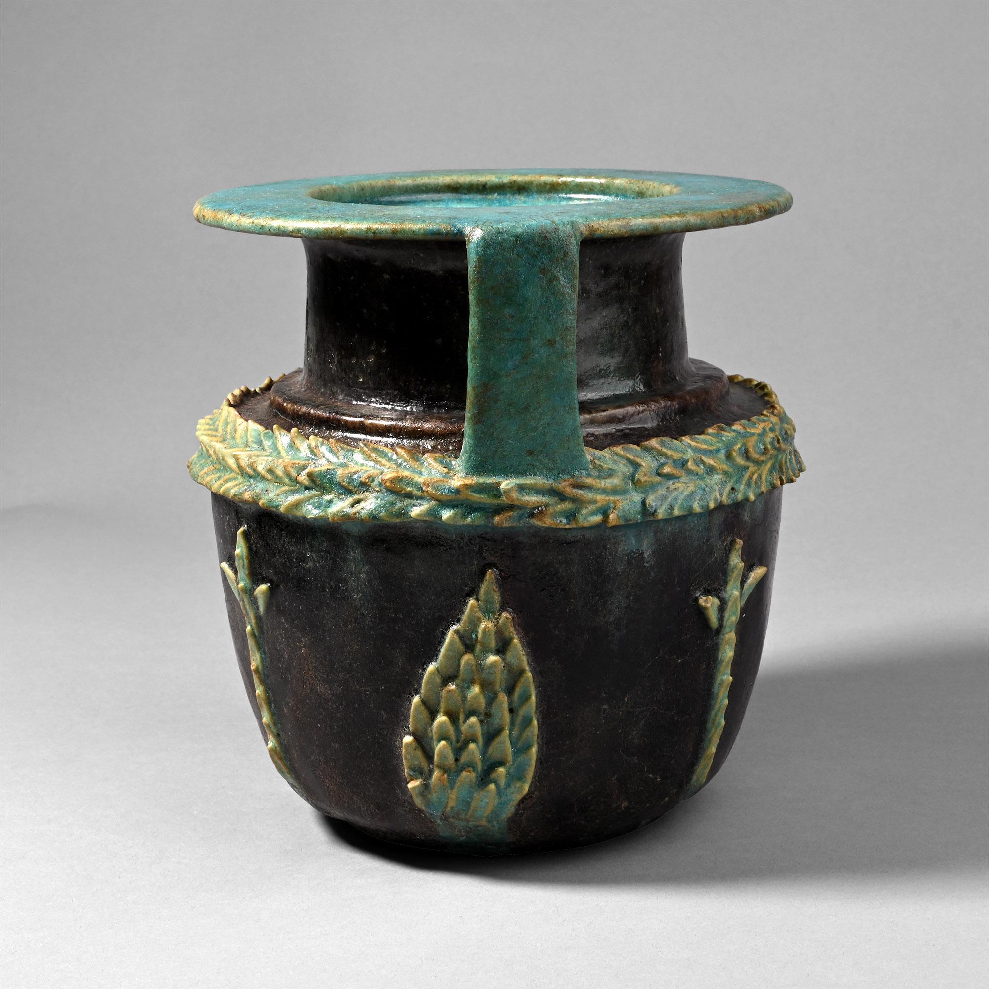Egyptian Turquoise and Cobalt Blue Faience Amphora