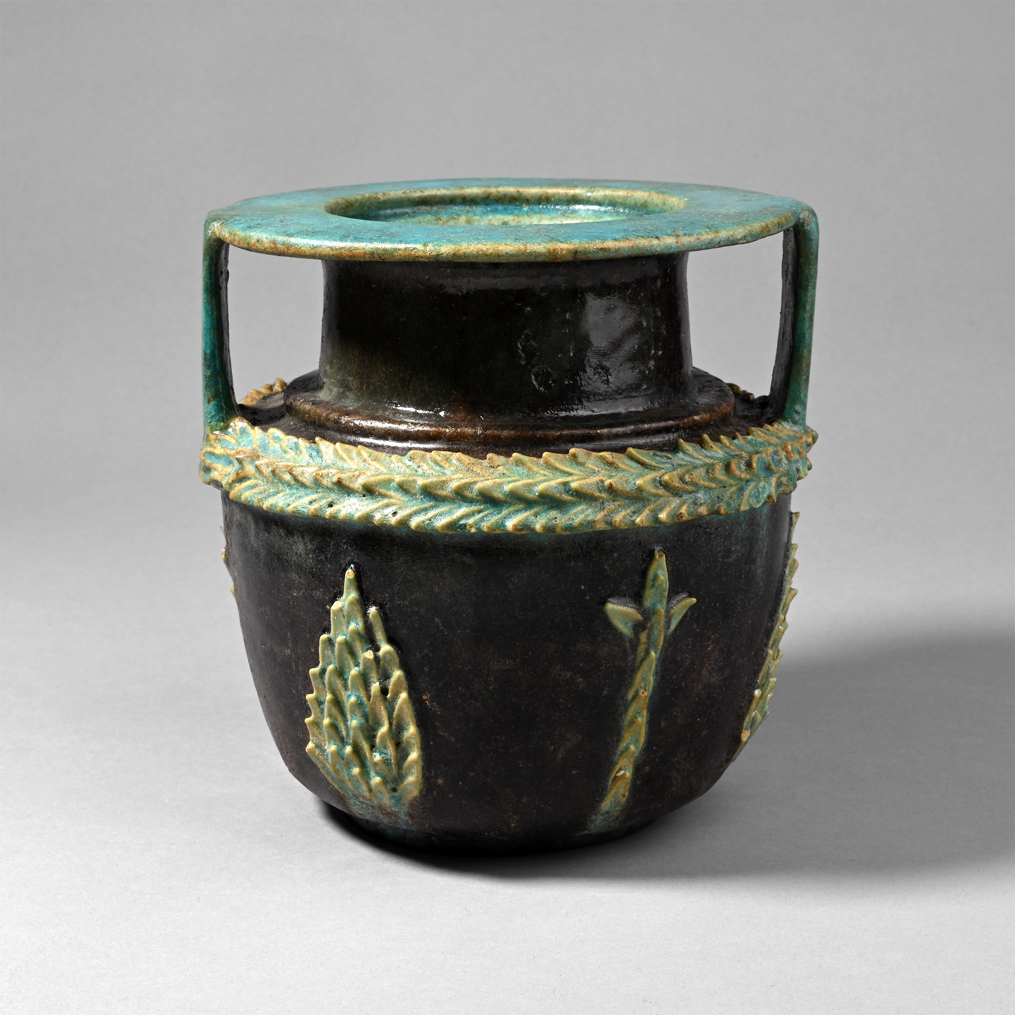 Egyptian Turquoise and Cobalt Blue Faience Amphora