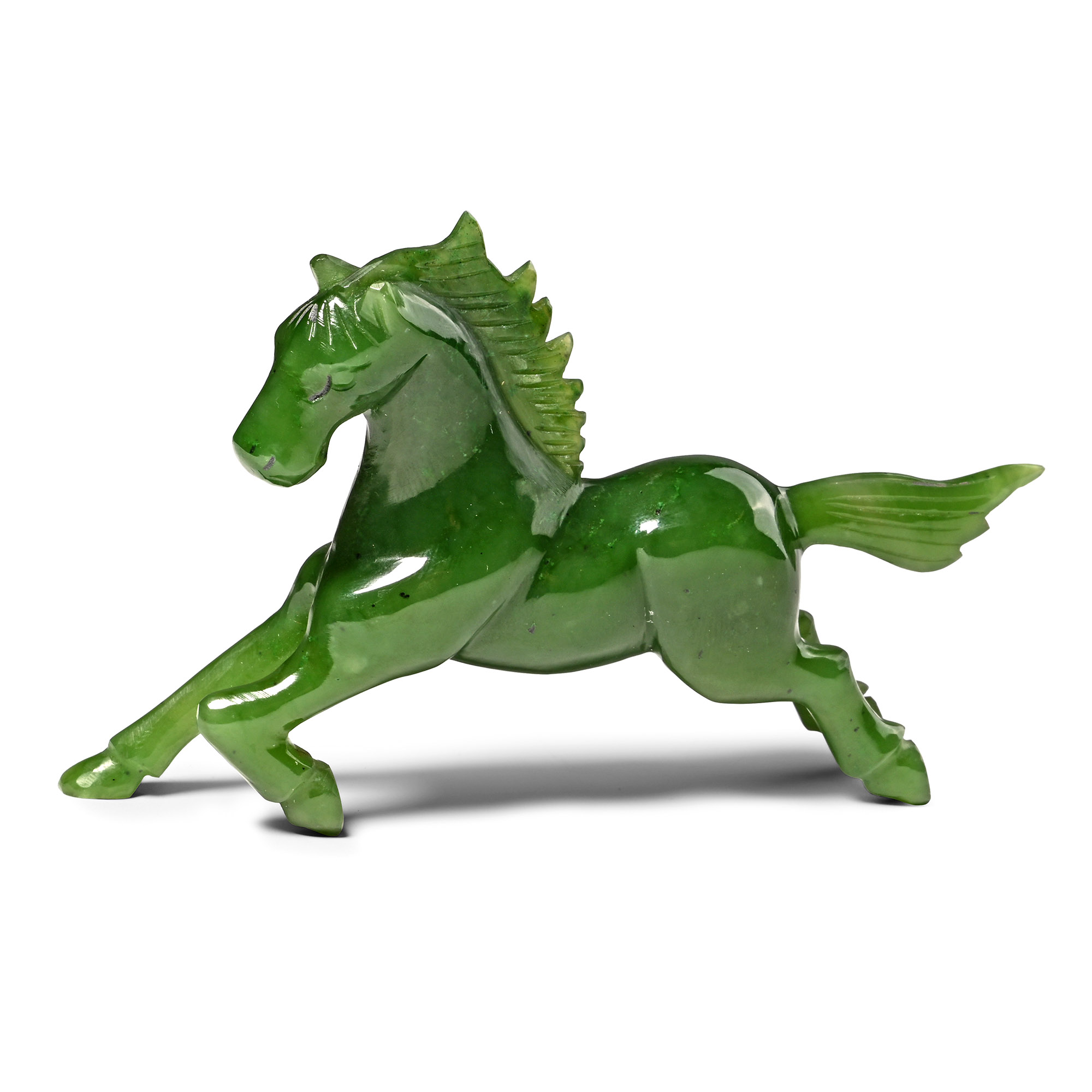 Carved and Polished Nephrite Jade Galloping Horse Statue