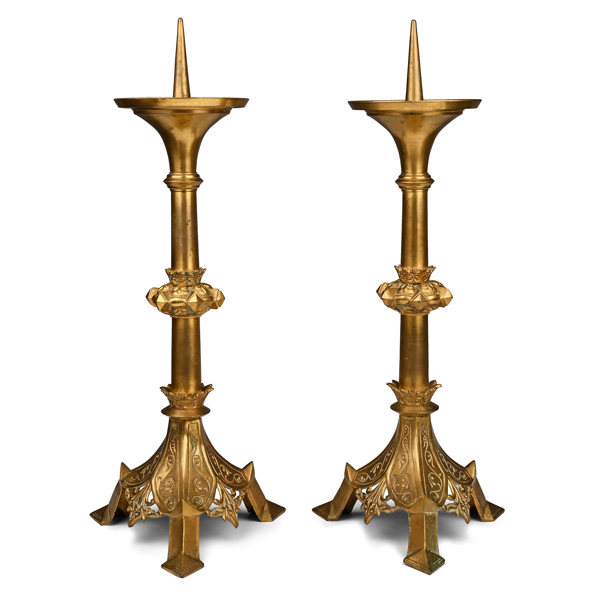 Large Brass Altar Candlestick Pair
