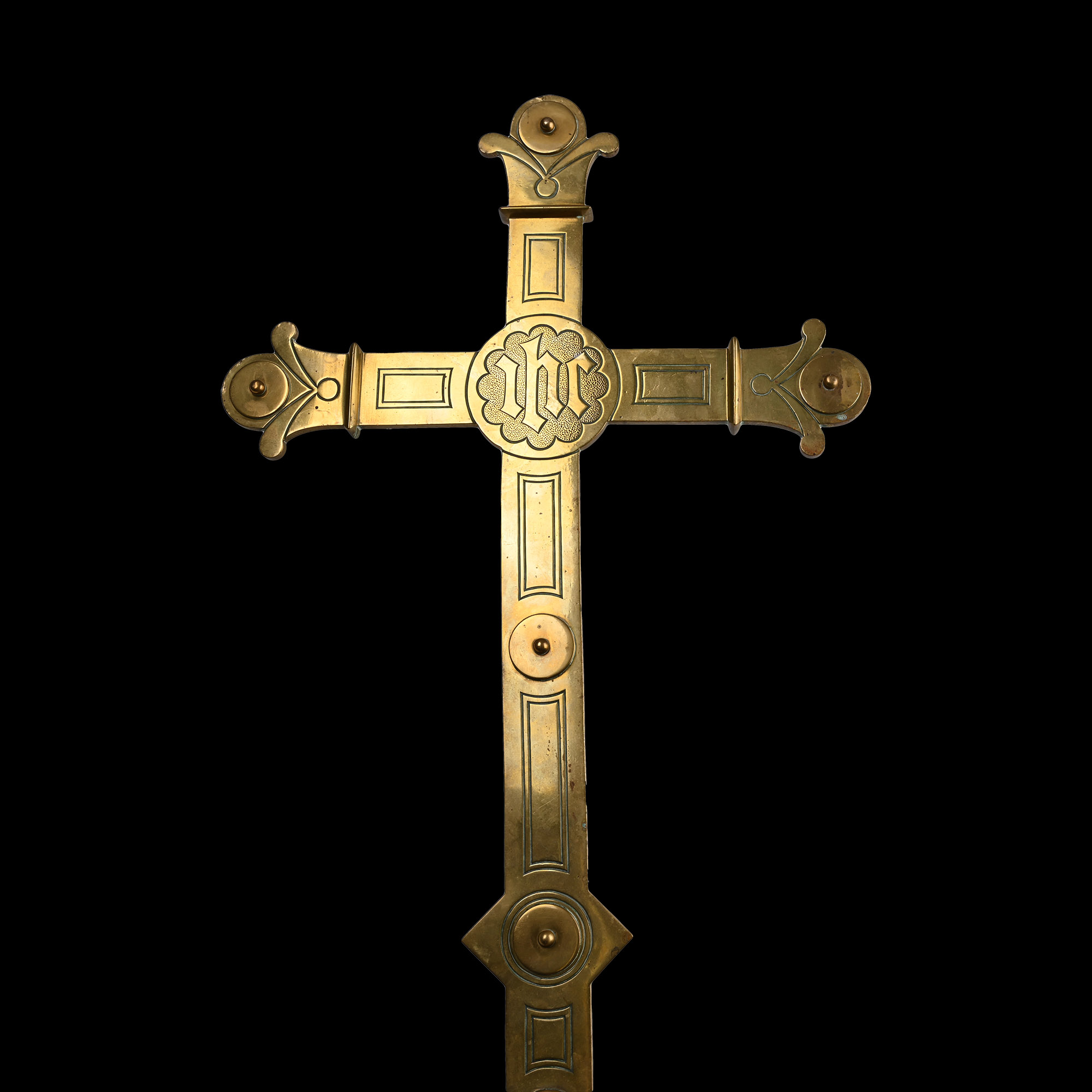 Large Brass Processional Cross with Pole