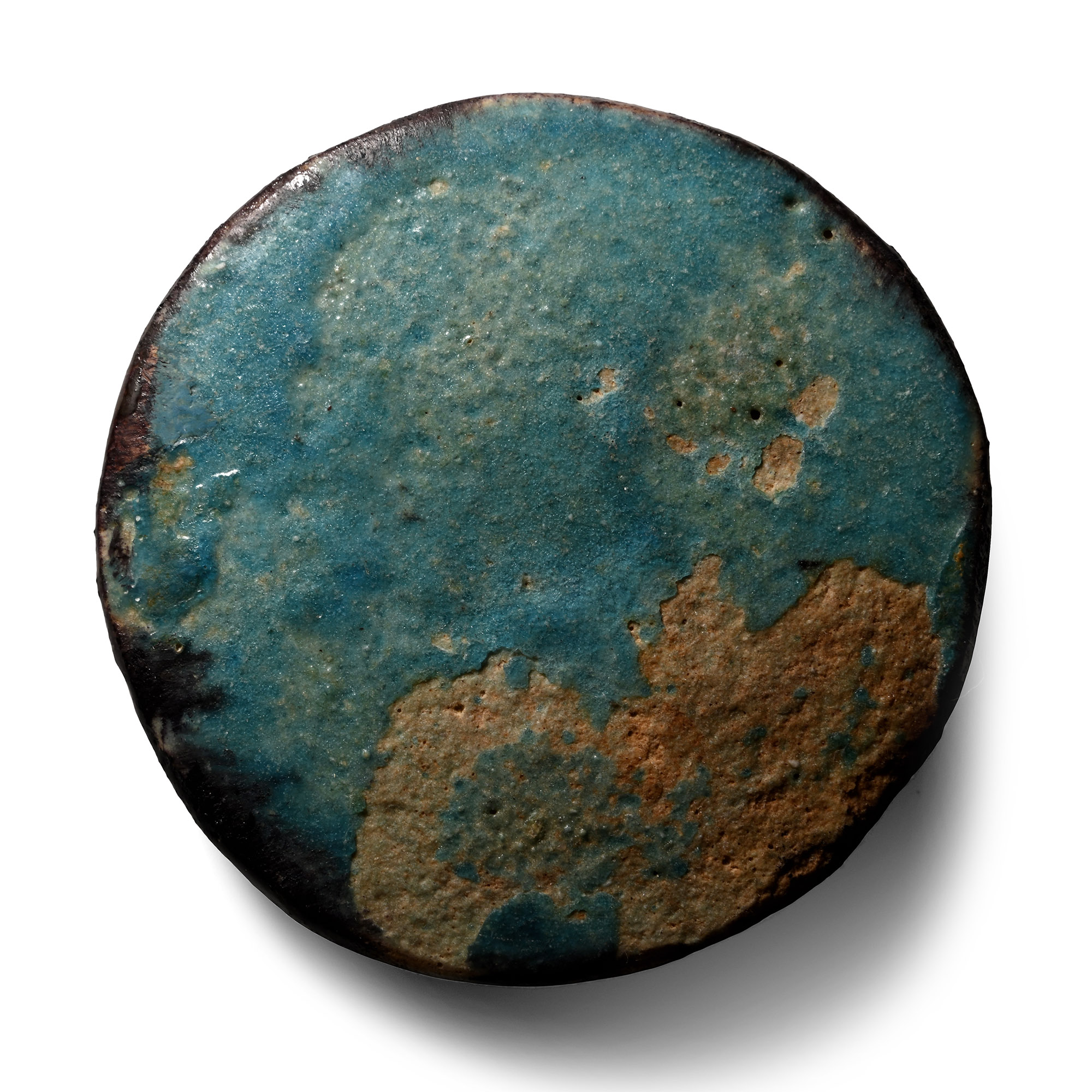 Large Parthian Blue Glazed Roundel Mount
