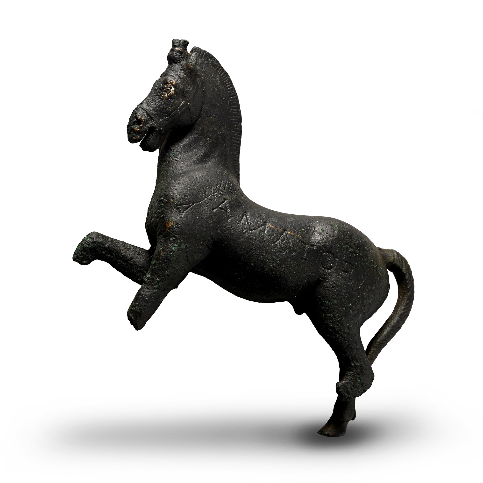 Large Roman 'AMATOR' Bronze Prancing Horse Statue