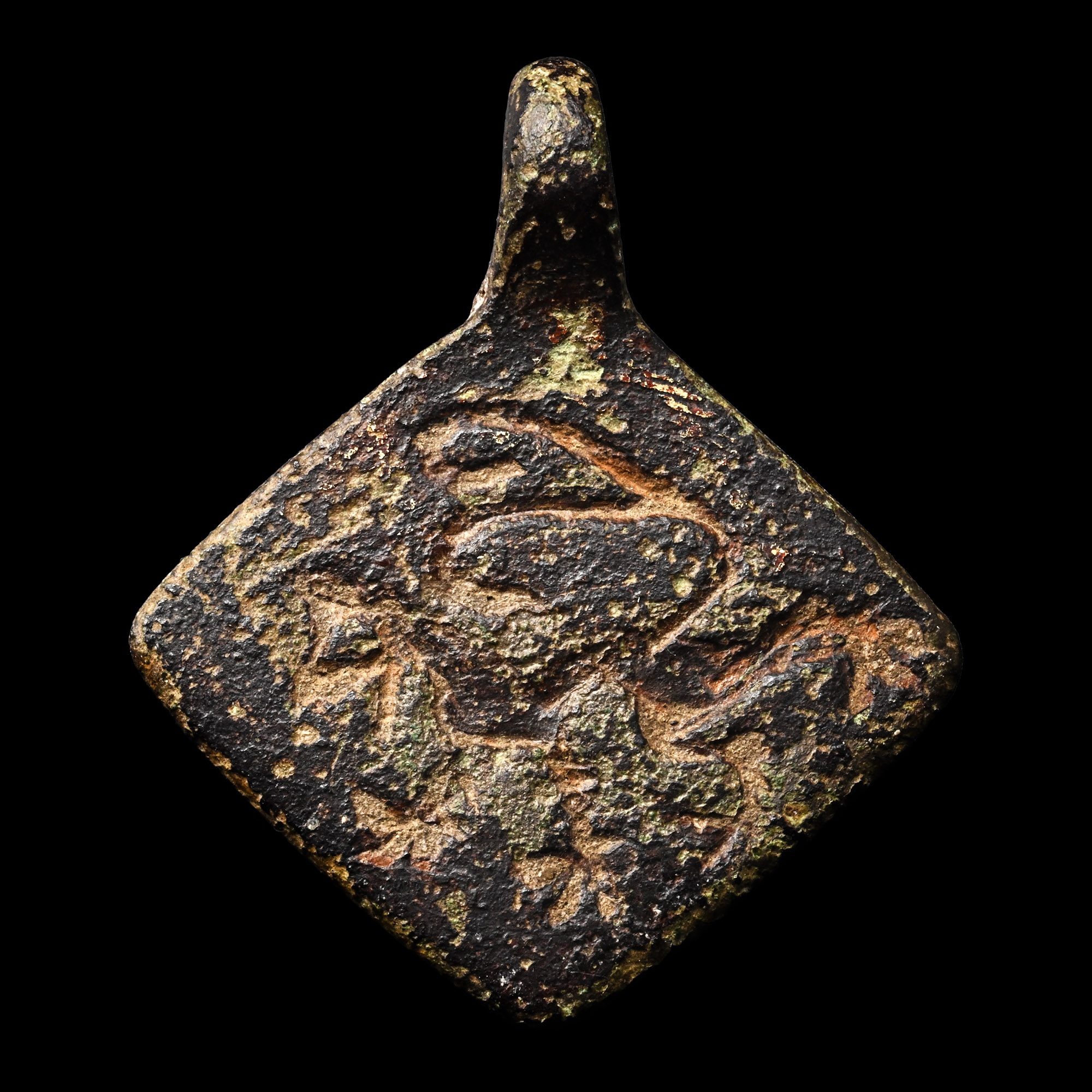 Medieval Knight's Enamelled Bronze Heraldic Horse Harness Pendant with Lion
