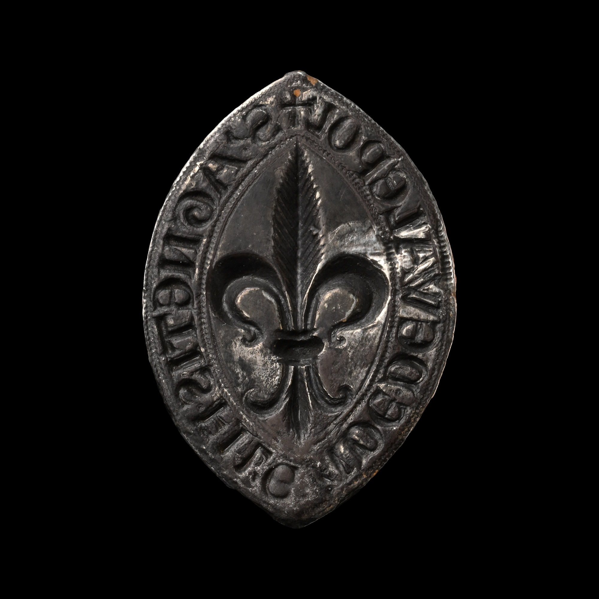 Medieval Silver Vesica-Shaped Seal Matrix of Agnes Daughter of Adam of Walpole