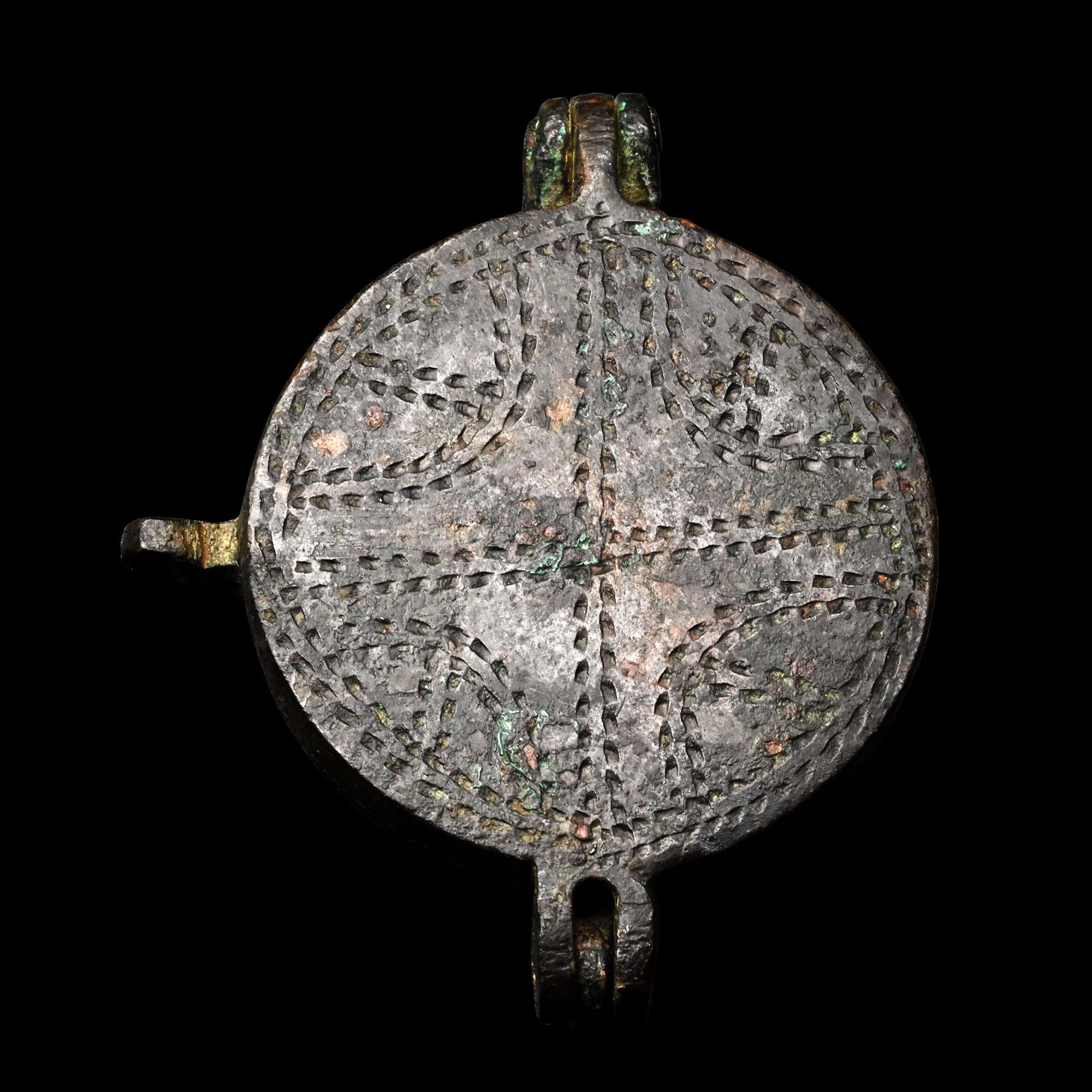 Medieval Bronze Pocket Mirror Case with Mirror
