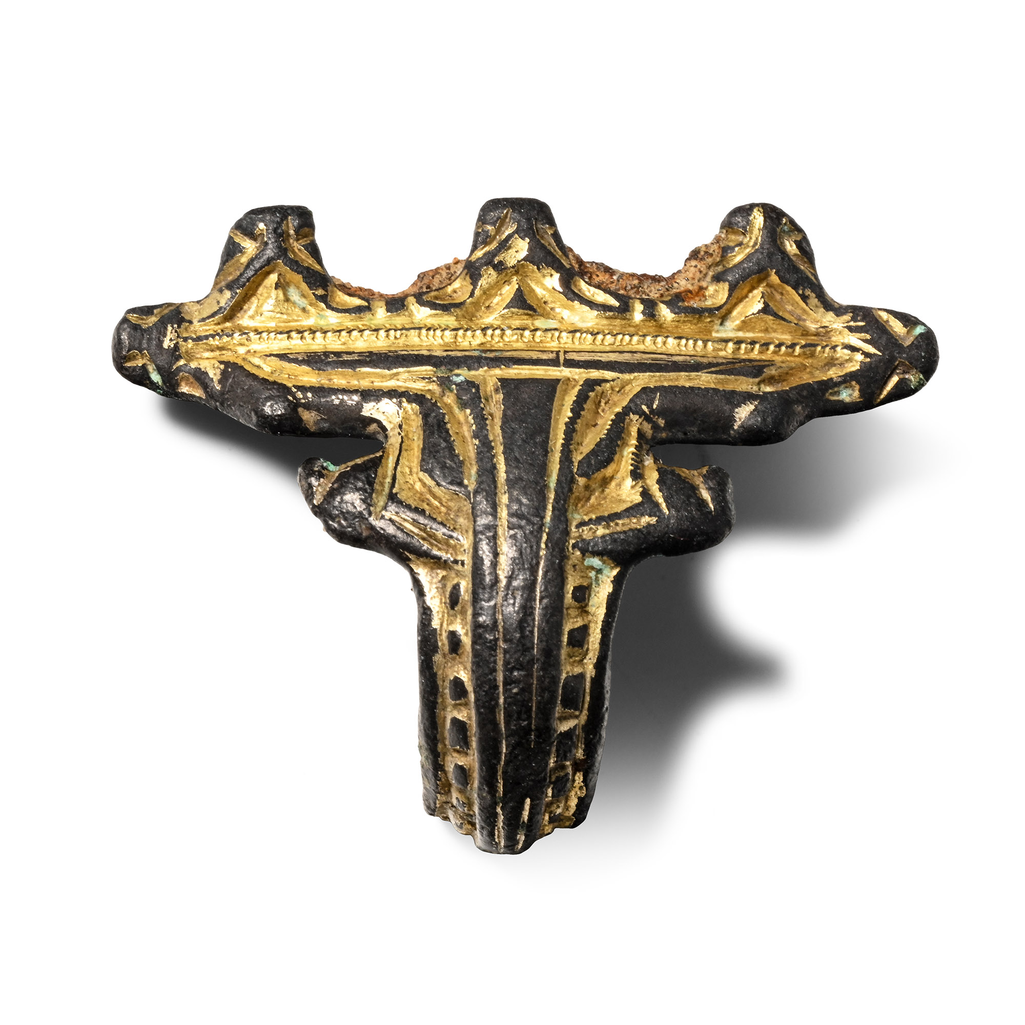 Large Anglo-Saxon Gilt Bronze Equal-Arm Brooch Half