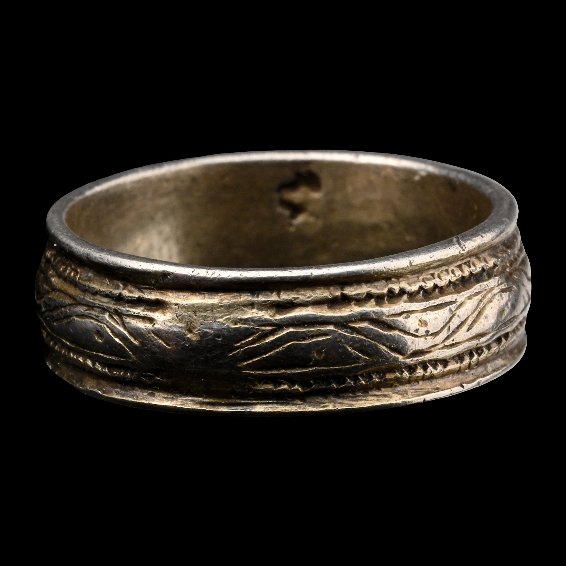 Medieval Silver-Gilt Ring with Meander Design