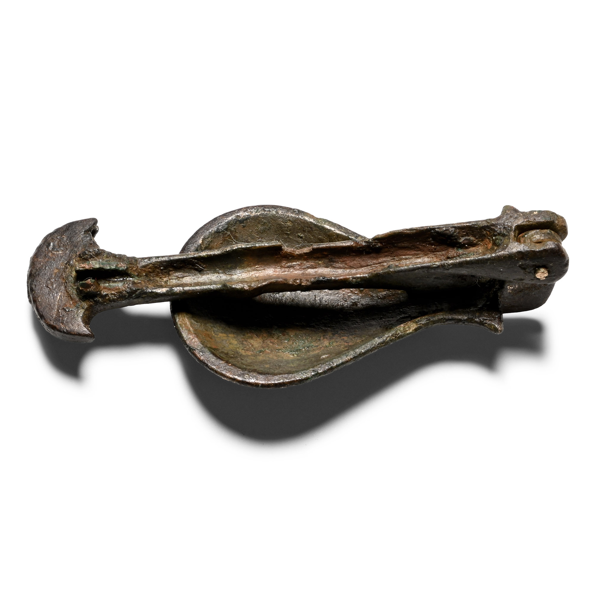 Roman Bronze Articulated Spoon with Folding Lion Handle