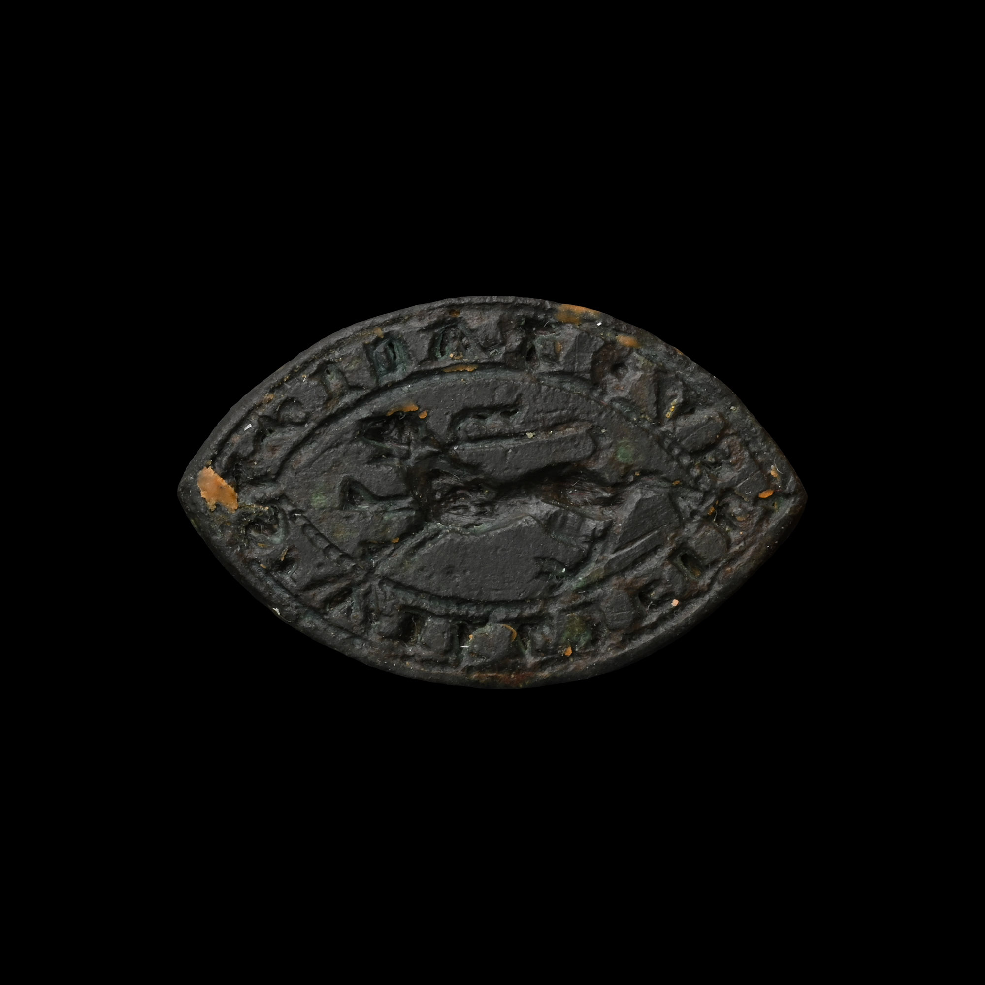 Medieval Bronze Vesica-Shaped Seal Matrix of William