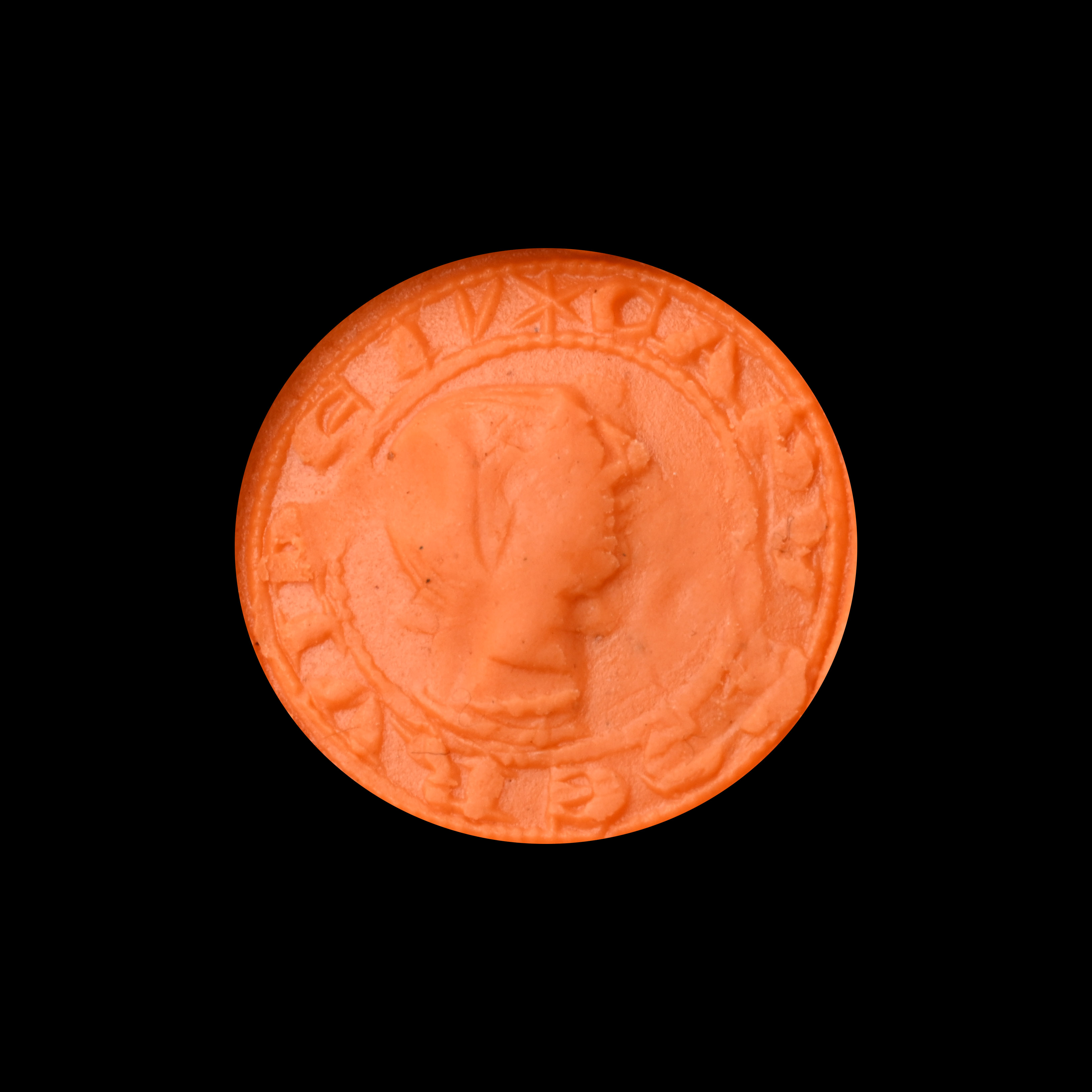 Medieval Bronze Round Seal Matrix with Head of John the Baptist