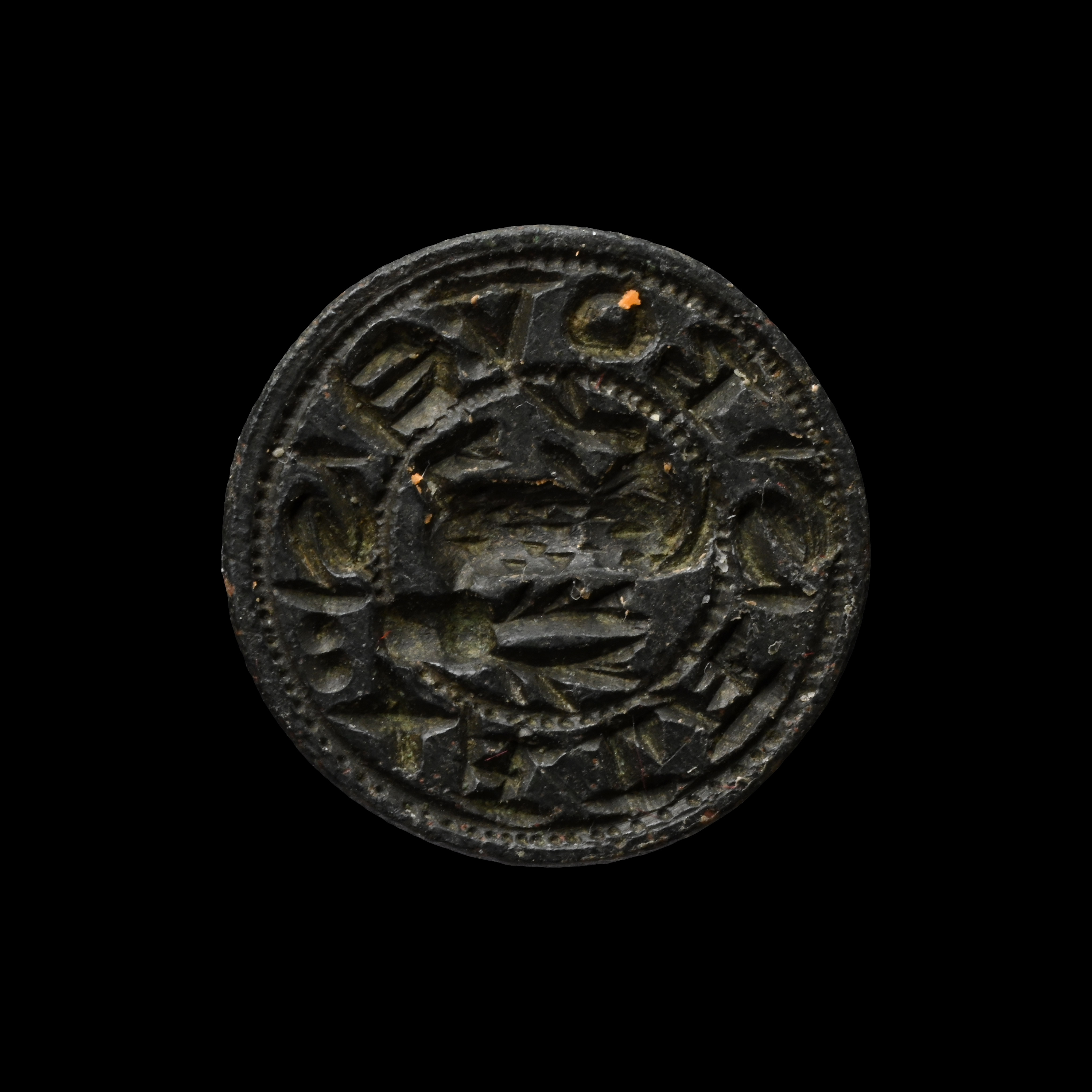 Medieval Bronze Round Seal Matrix with Stag