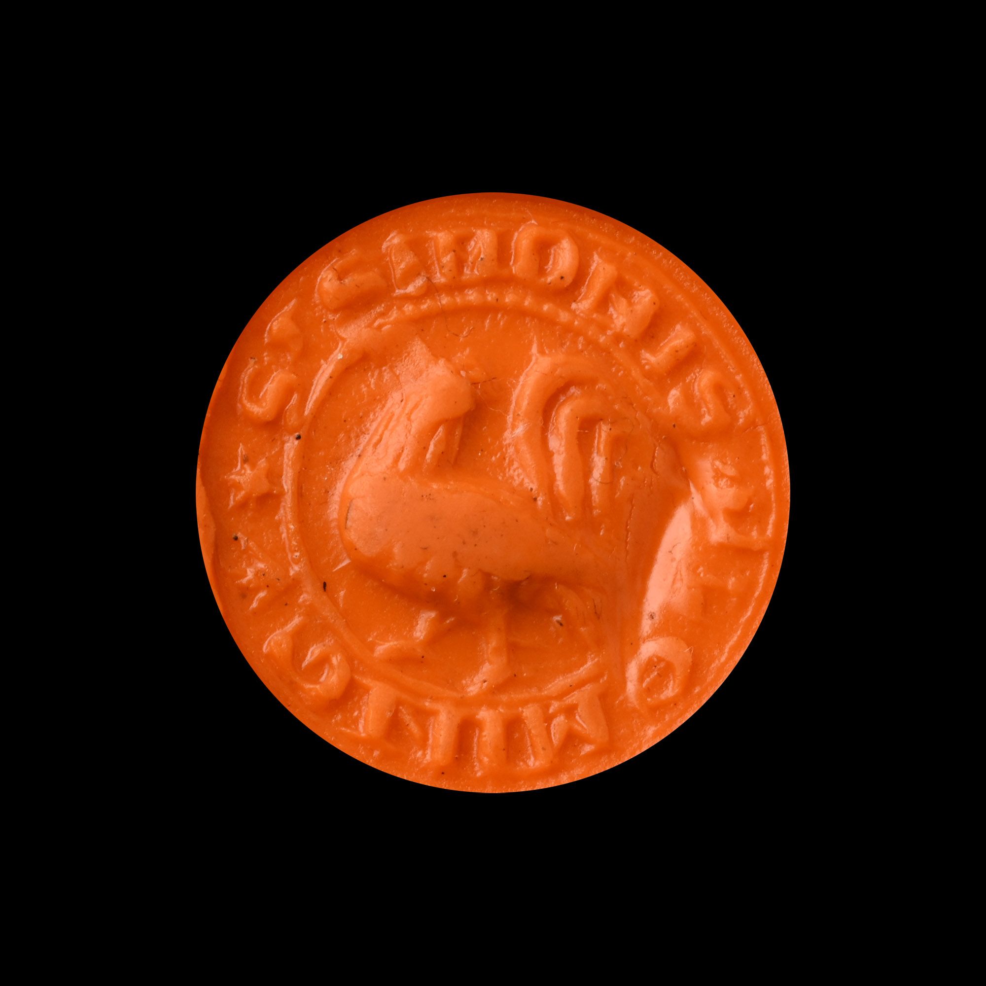 Medieval Bronze Round Seal Matrix with Cockerel of Simon Fleming