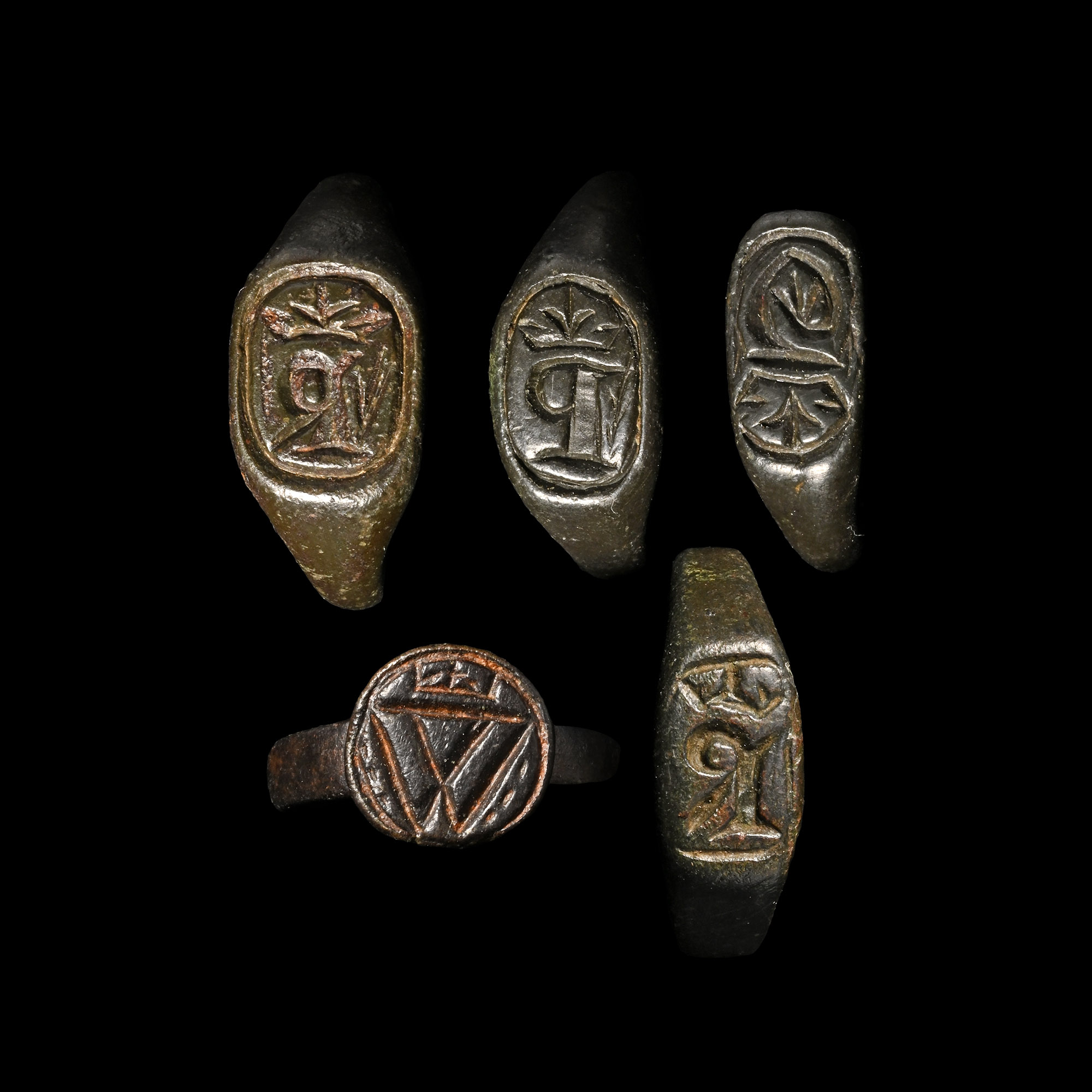 Medieval Bronze Signet Ring Collection