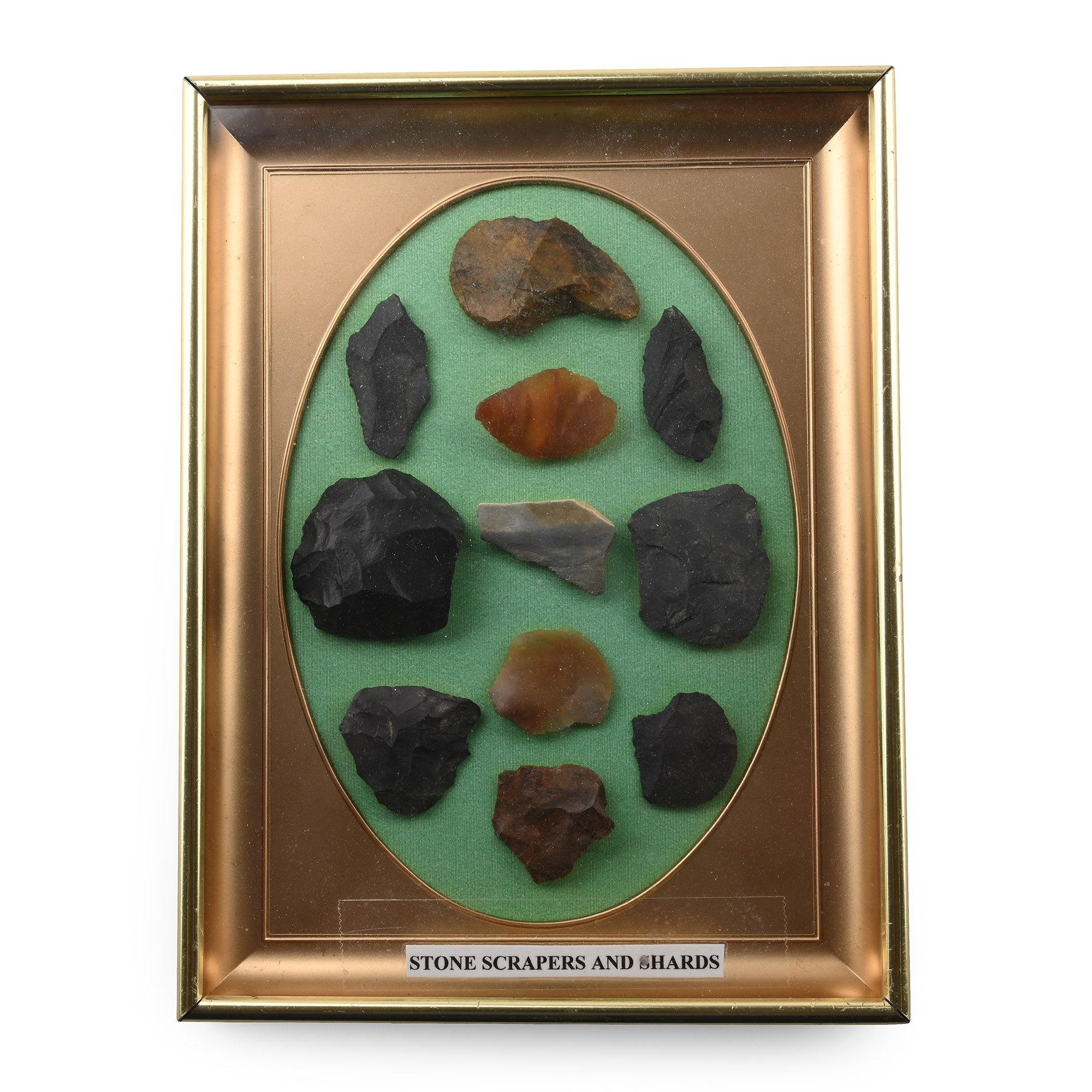 Stone Age Scrapers and Shards in Display Frame