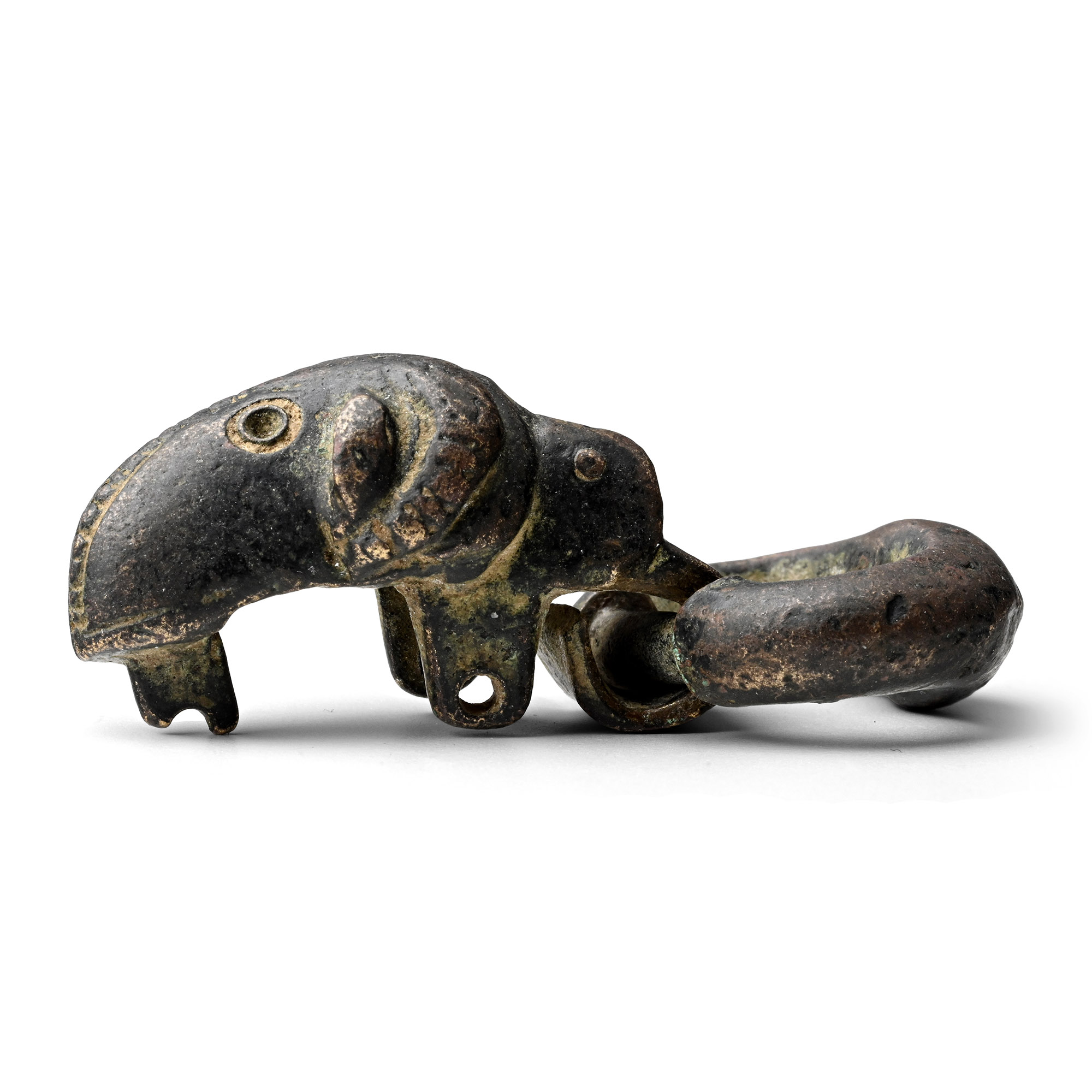 Western Asiatic Bronze Buckle with Ram's Head Pin